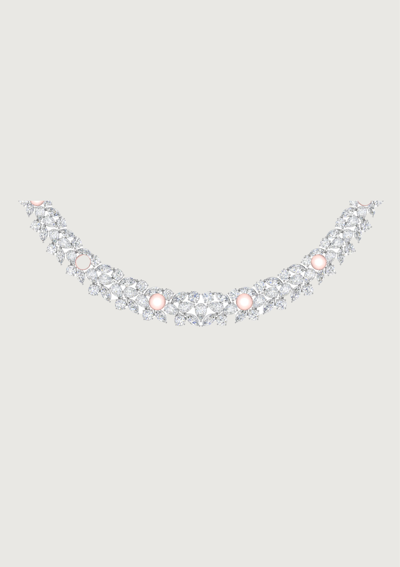 Blush Bloom Diamond & Pearl Necklace – Where Petals Meet Pearls 🌸