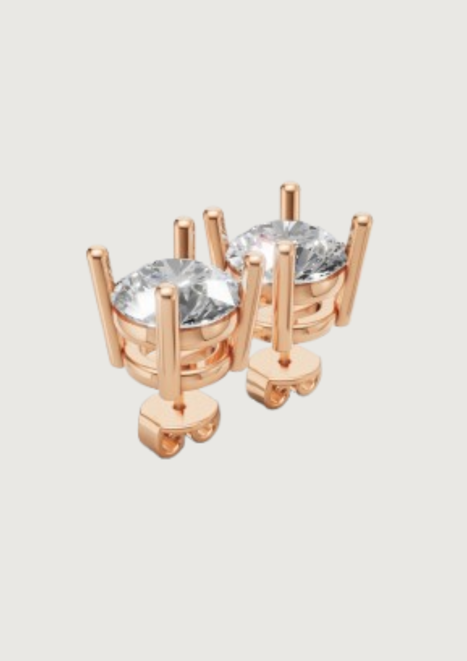 Classic 4-Prong Round Stud Earrings | 18K Gold | DS IMPEX