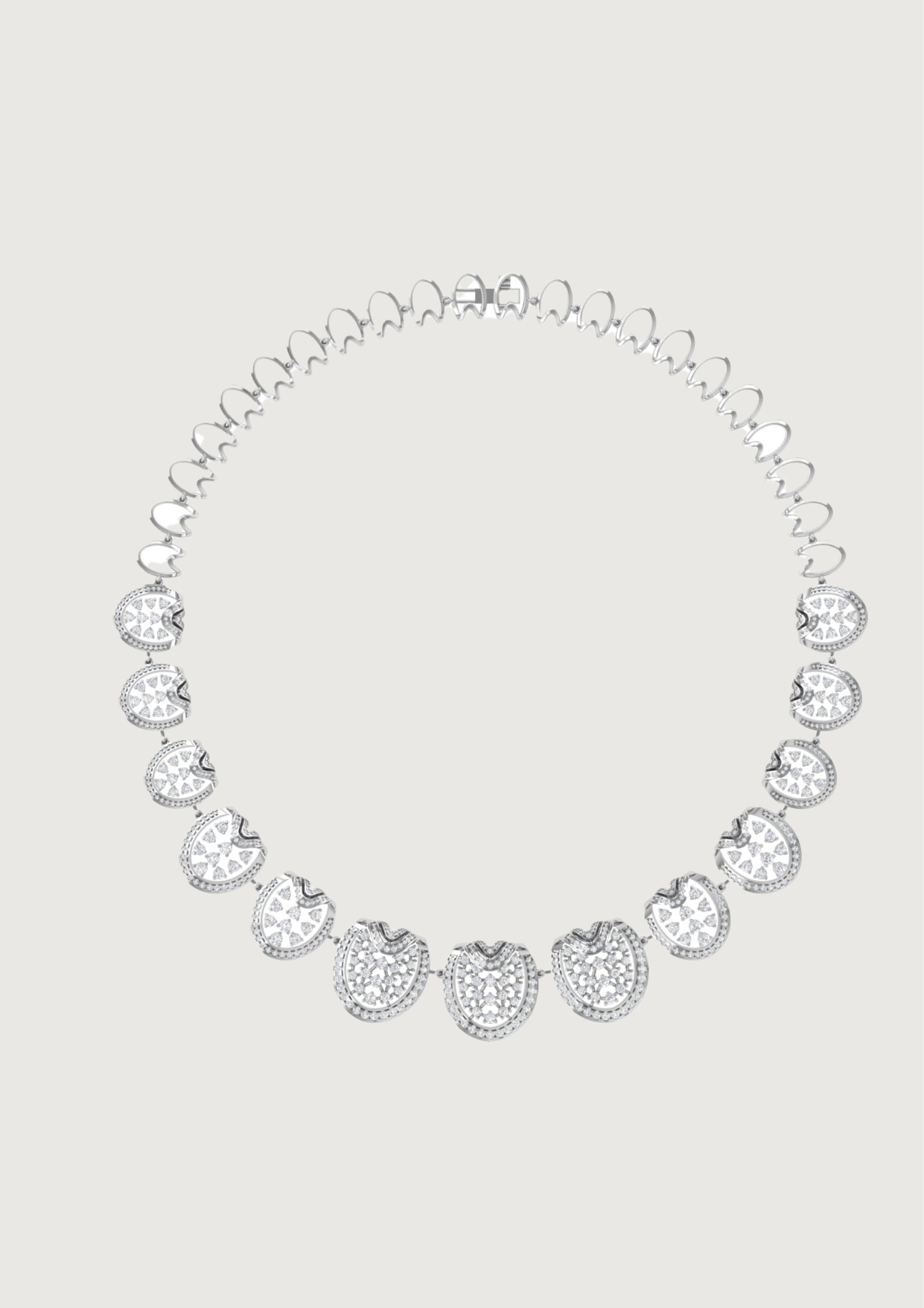 Heritage Radiance – White Gold Temple Motif Choker Necklace | DS IMPEX Couture