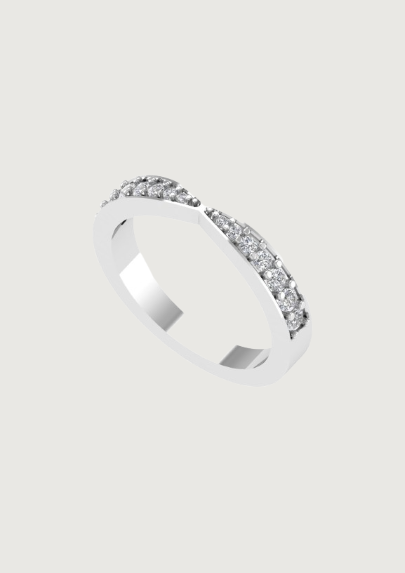 Radiant V-Cut Diamond Band Ring – Elegant White Gold Accent with Micro Pavé Sparkle | DS IMPEX Exclusive