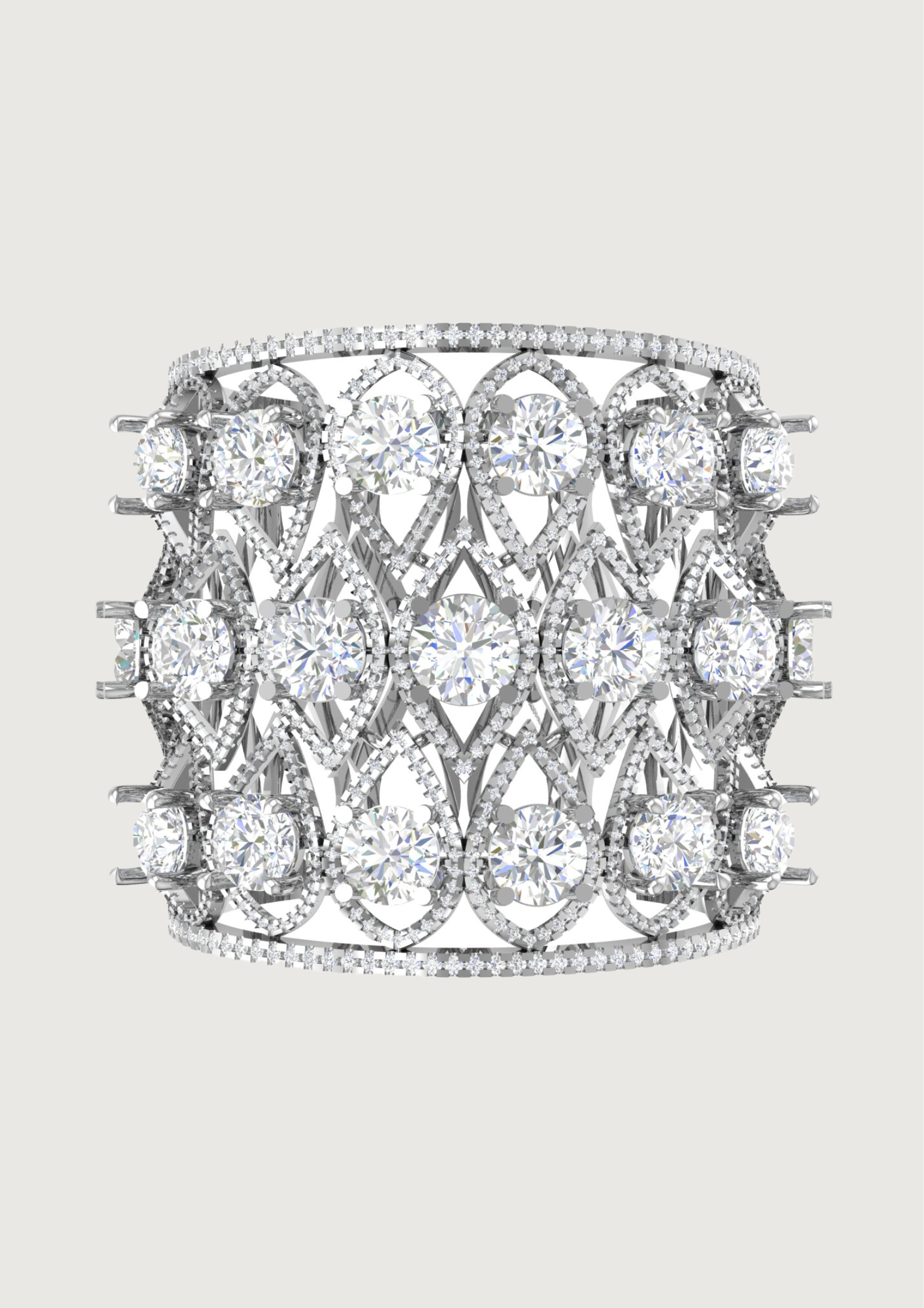 Regal Lattice – Grand Diamond Mesh Bangle | DS IMPEX Couture Series
