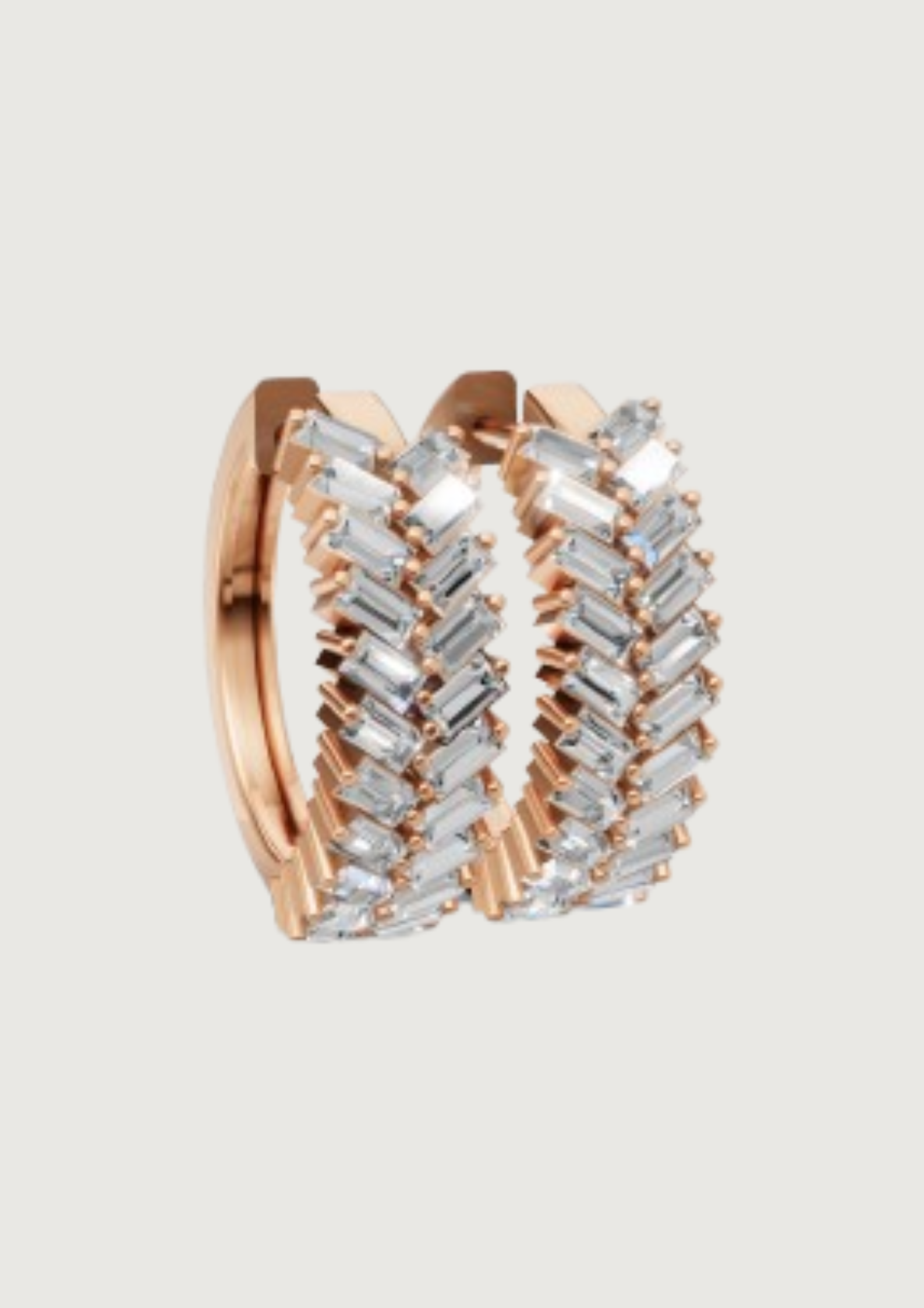 Zig-Zag Baguette Hoop Earrings | 18K Gold | DS IMPEX