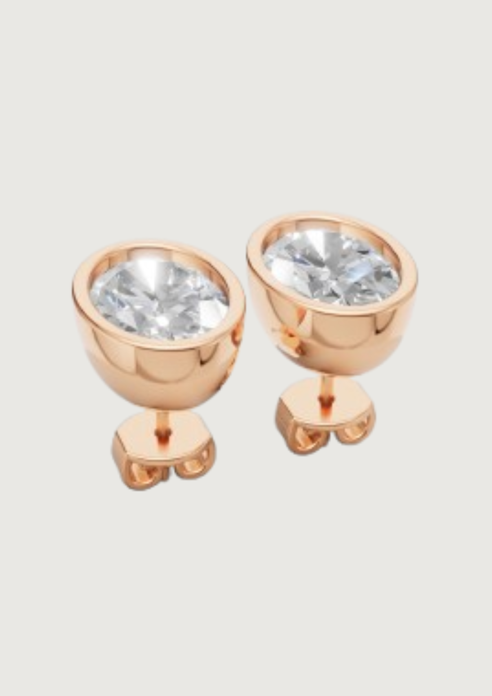 Bezel-Set Round Stud Earrings | 18K Gold | DS IMPEX