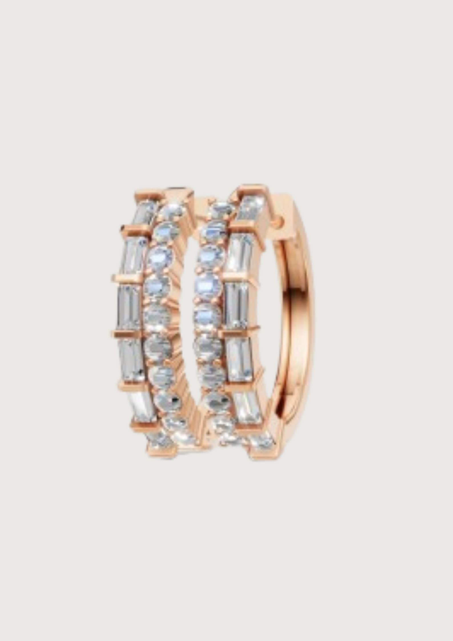 Classic Dual-Row Hoop Earrings | 18K Gold | DS IMPEX