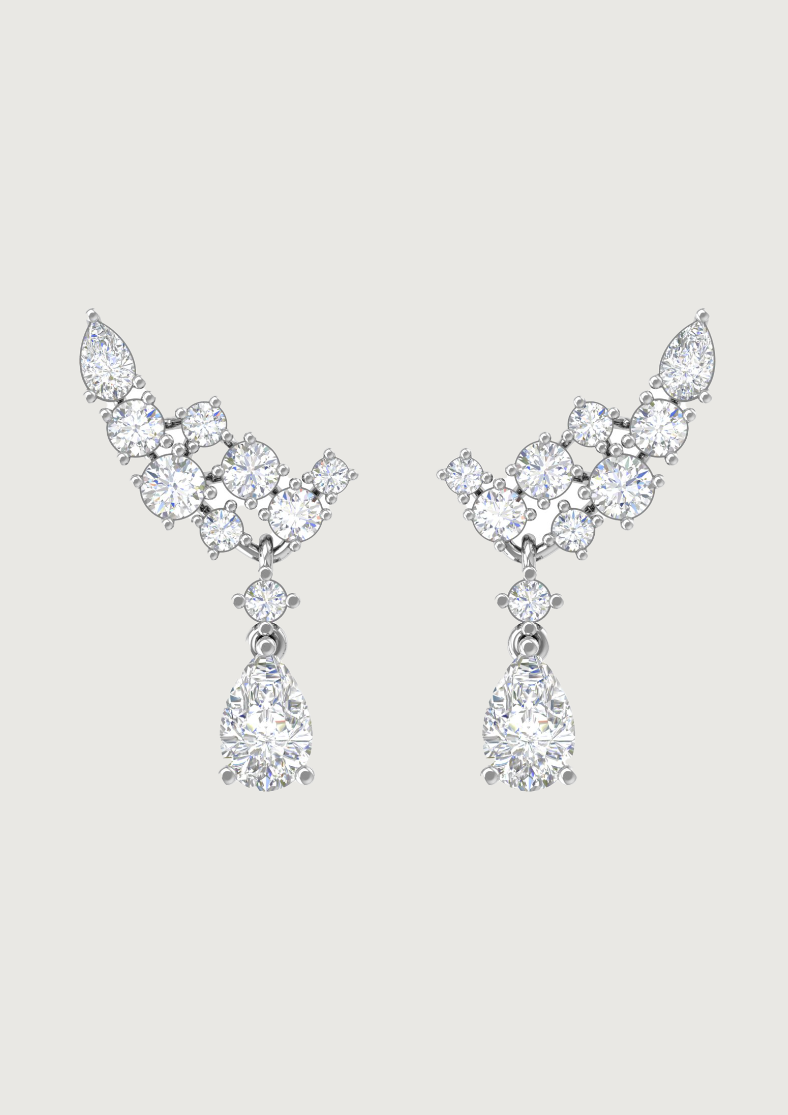 Celestial Climber Drop Earrings – Floating Brilliance with Pear-Cut Grace