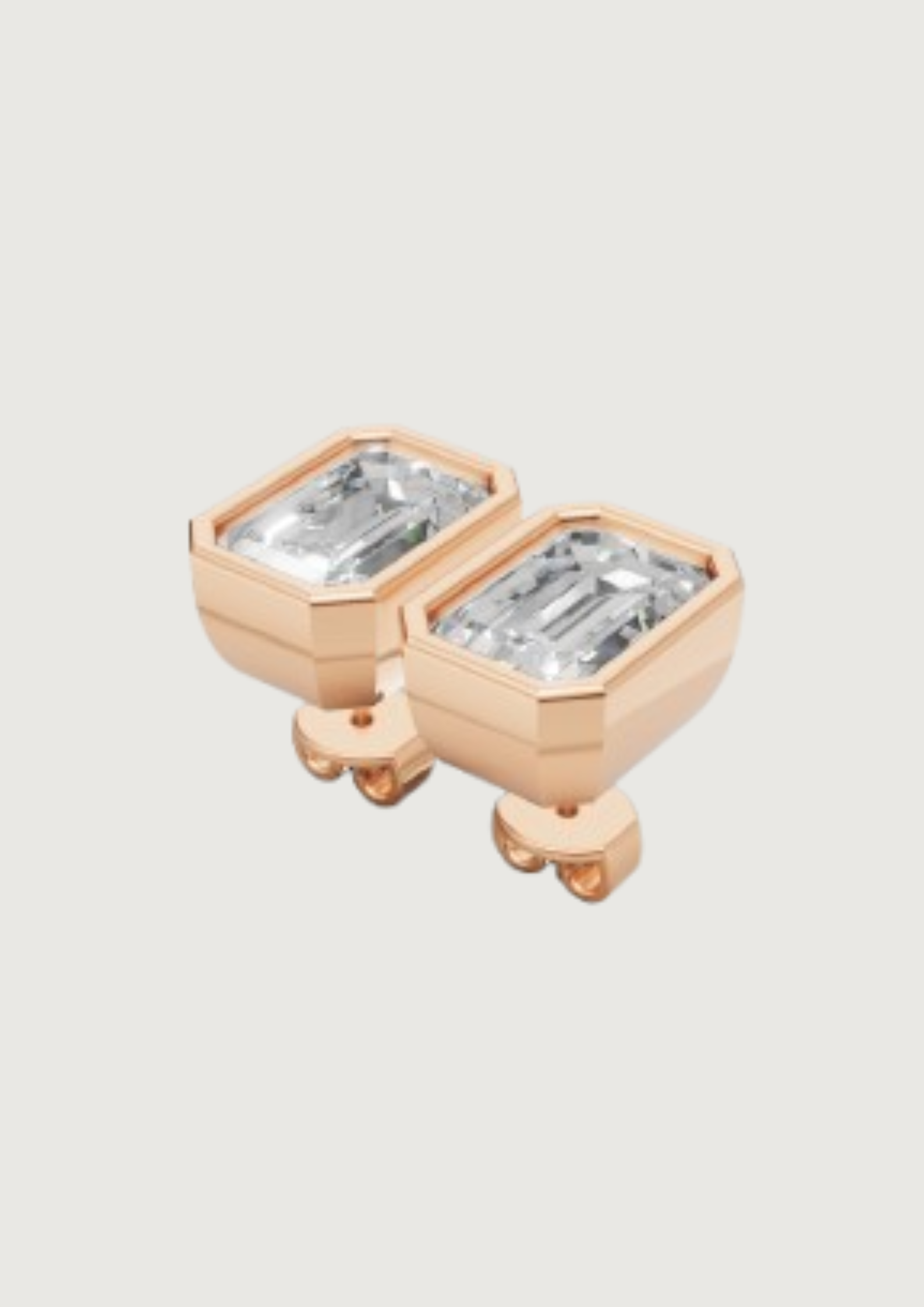 Emerald-Cut Bezel Stud Earrings | 18K Gold | DS IMPEX