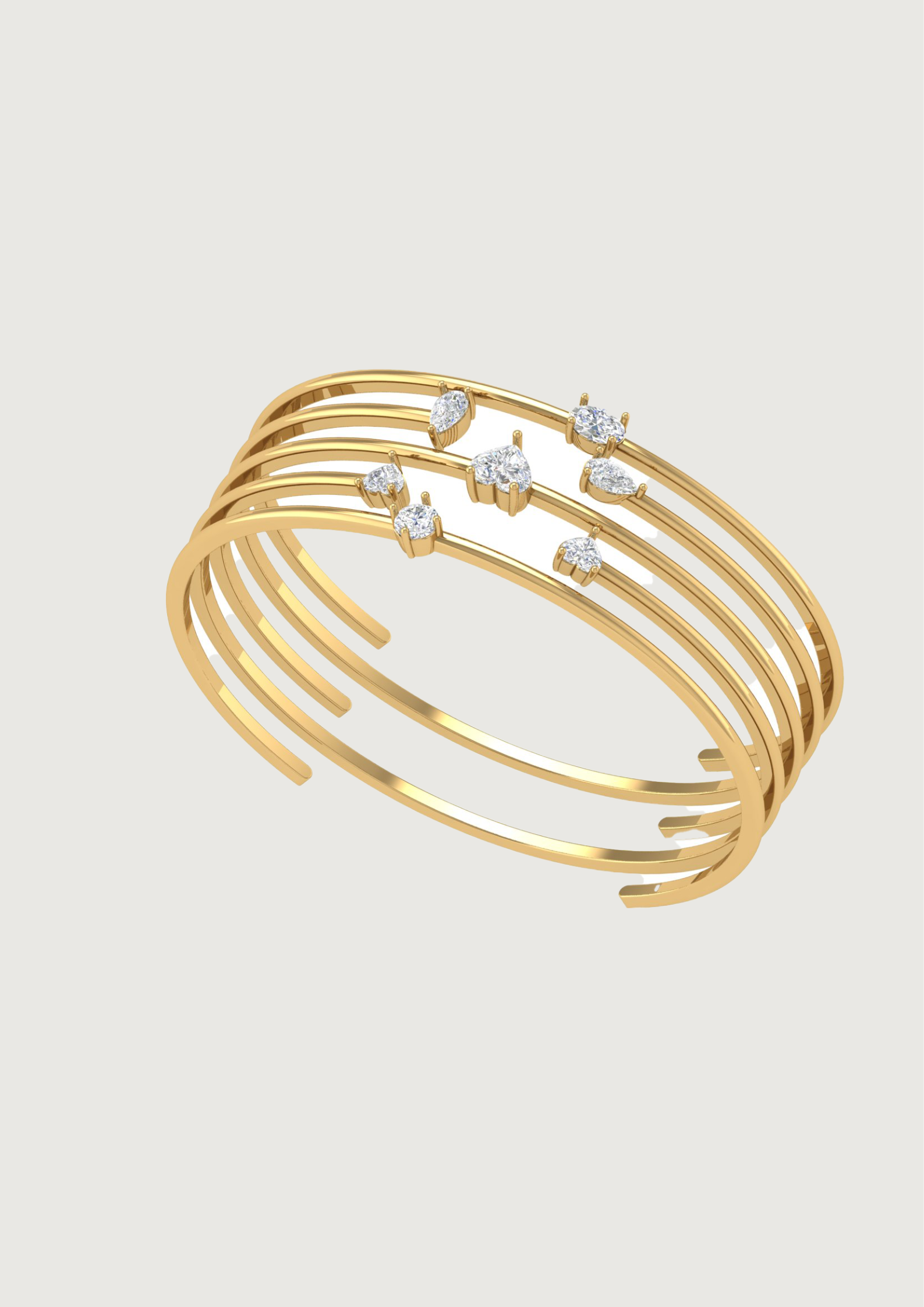 Orbit of Elegance – Diamond Multi-Band Bangle Bracelet | DS IMPEX Gold Edit