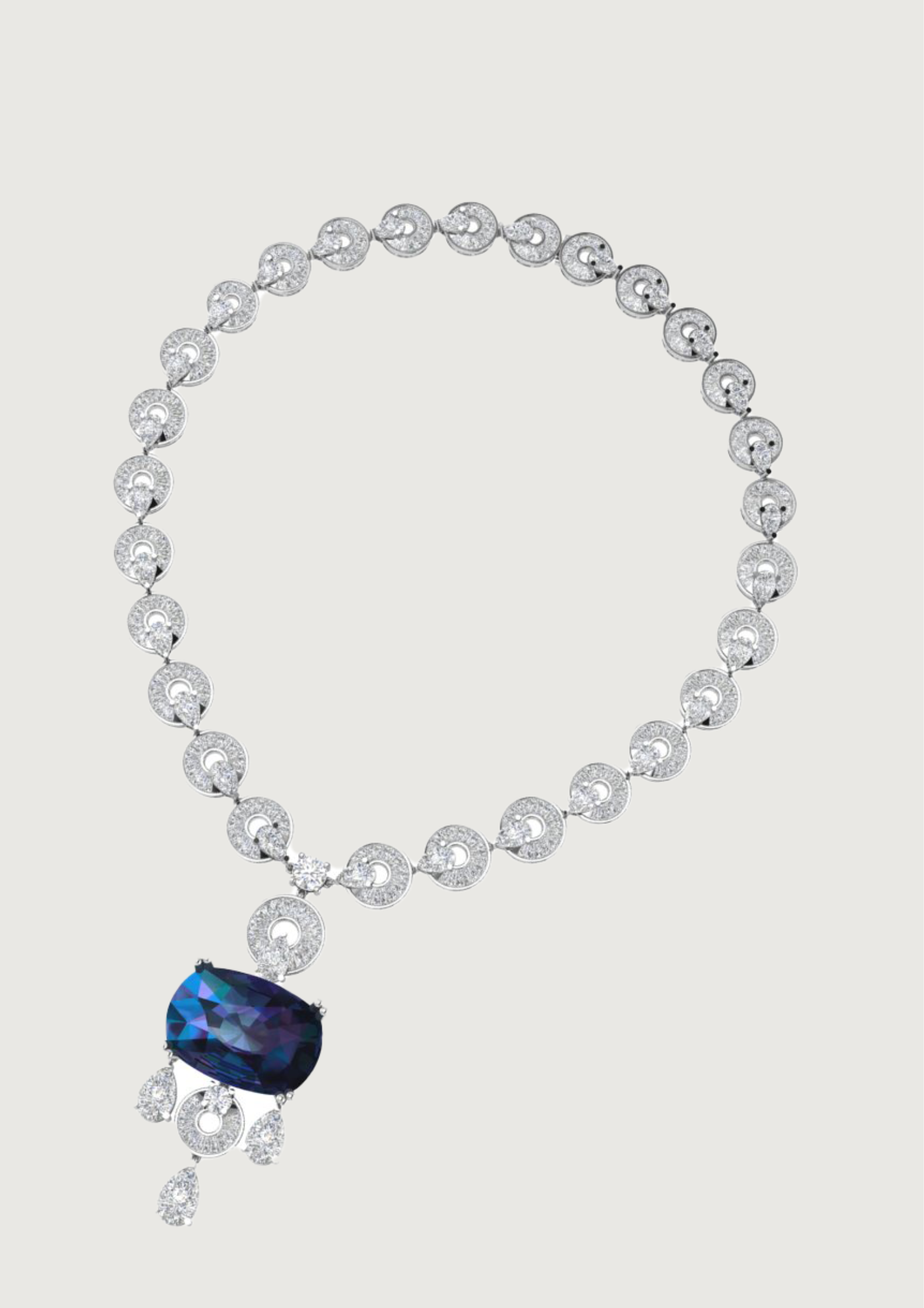 Midnight Majesty – Sapphire & Diamond Designer Necklace | DS IMPEX Exclusive