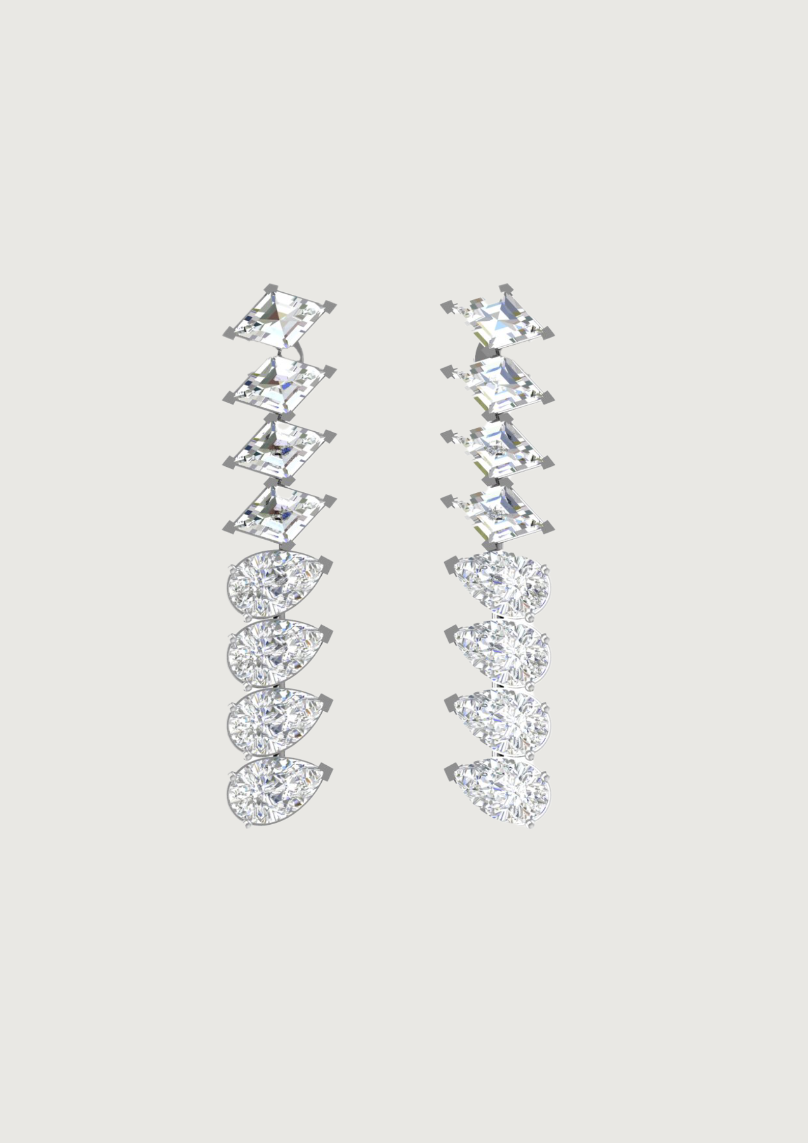 Prism & Teardrop Diamond Drop Earrings – Modern Geometry, Timeless Sparkle