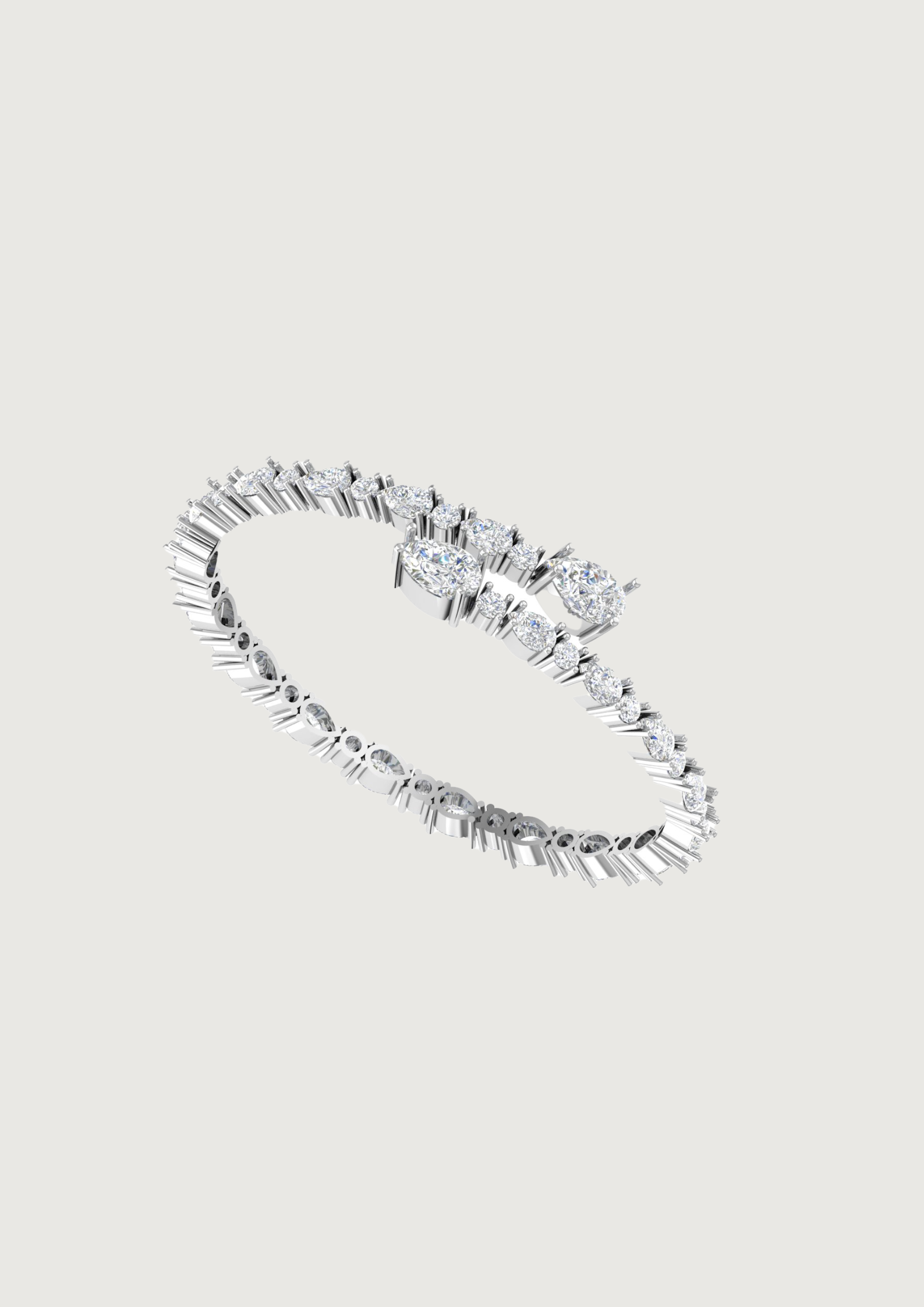 Pear & Round Diamond Tennis Bracelet – Sparkle Symphony in White Gold