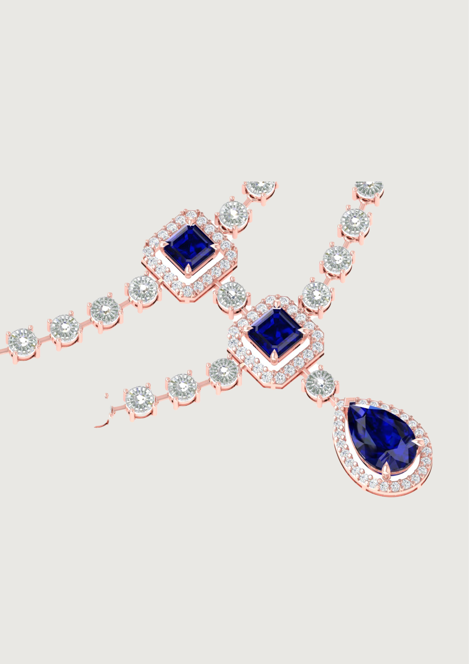 Royal Sapphire Radiance Necklace – A Regal Symphony in Rose Gold 🔹