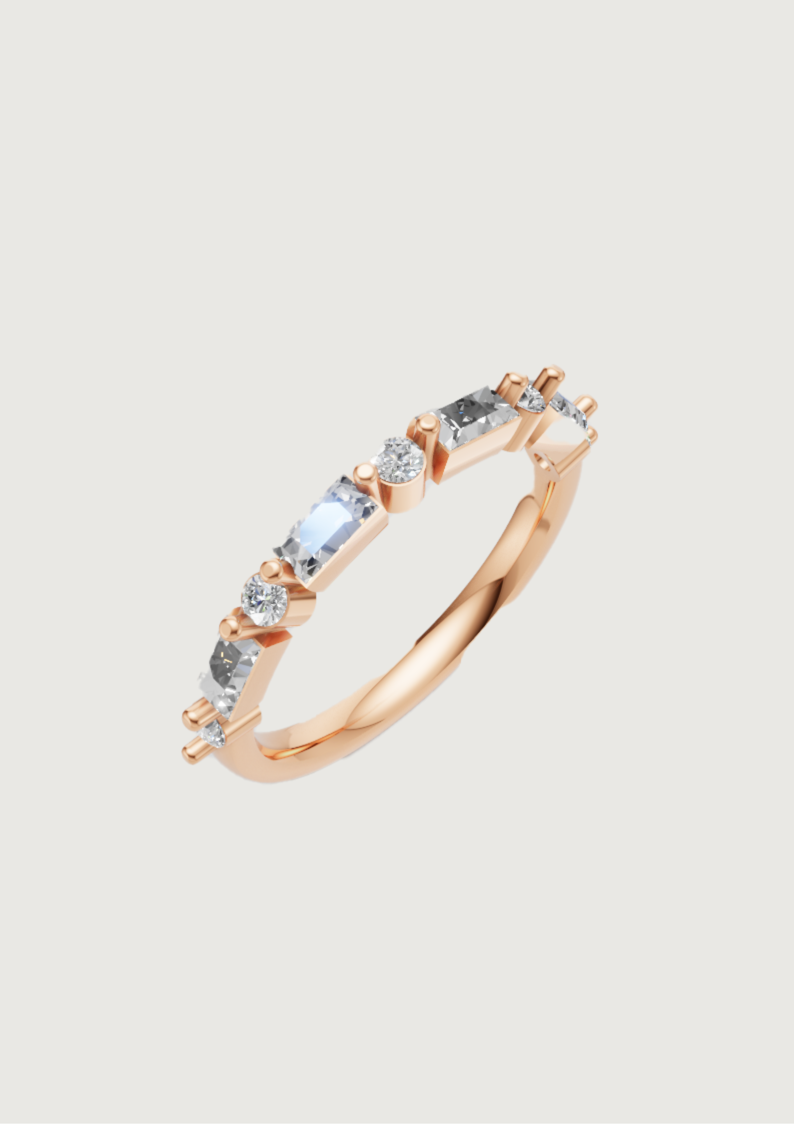 "Celeste Harmony" – Elegant Rose Gold Diamond Ring with Mixed-Cut Sparkle 💫