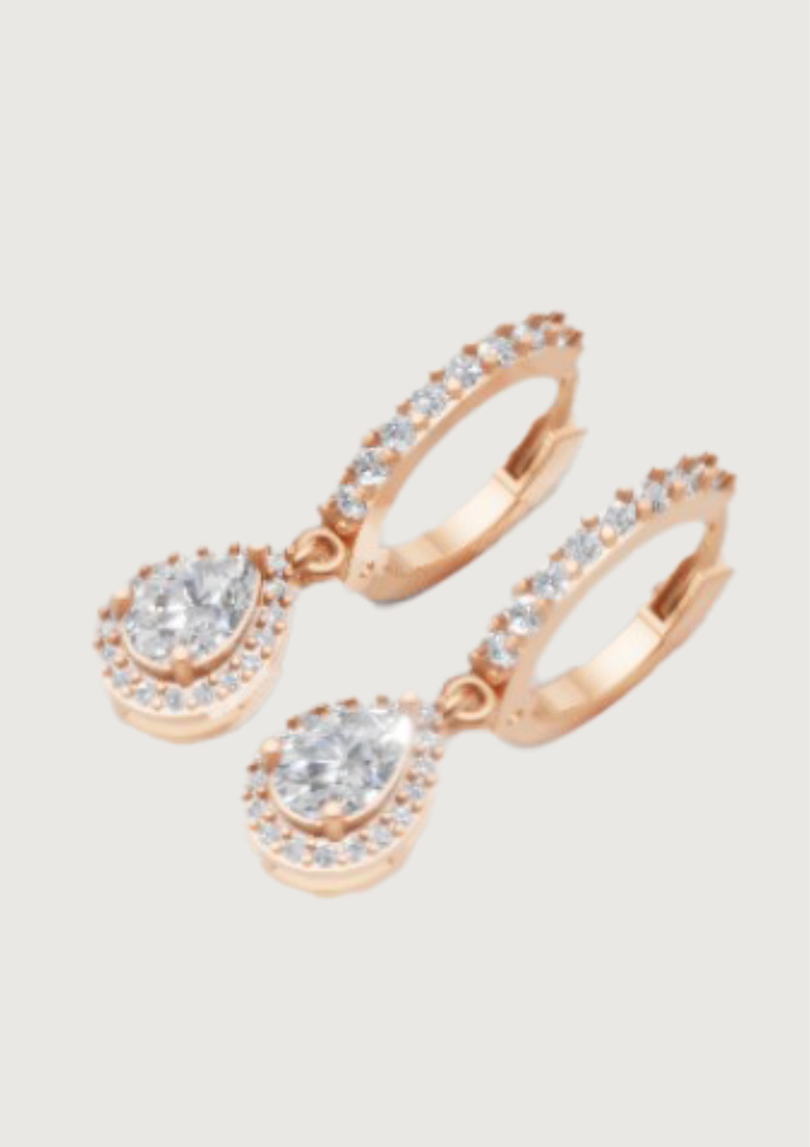 Classic Teardrop Halo Earrings – 14K Gold Dangle Elegance