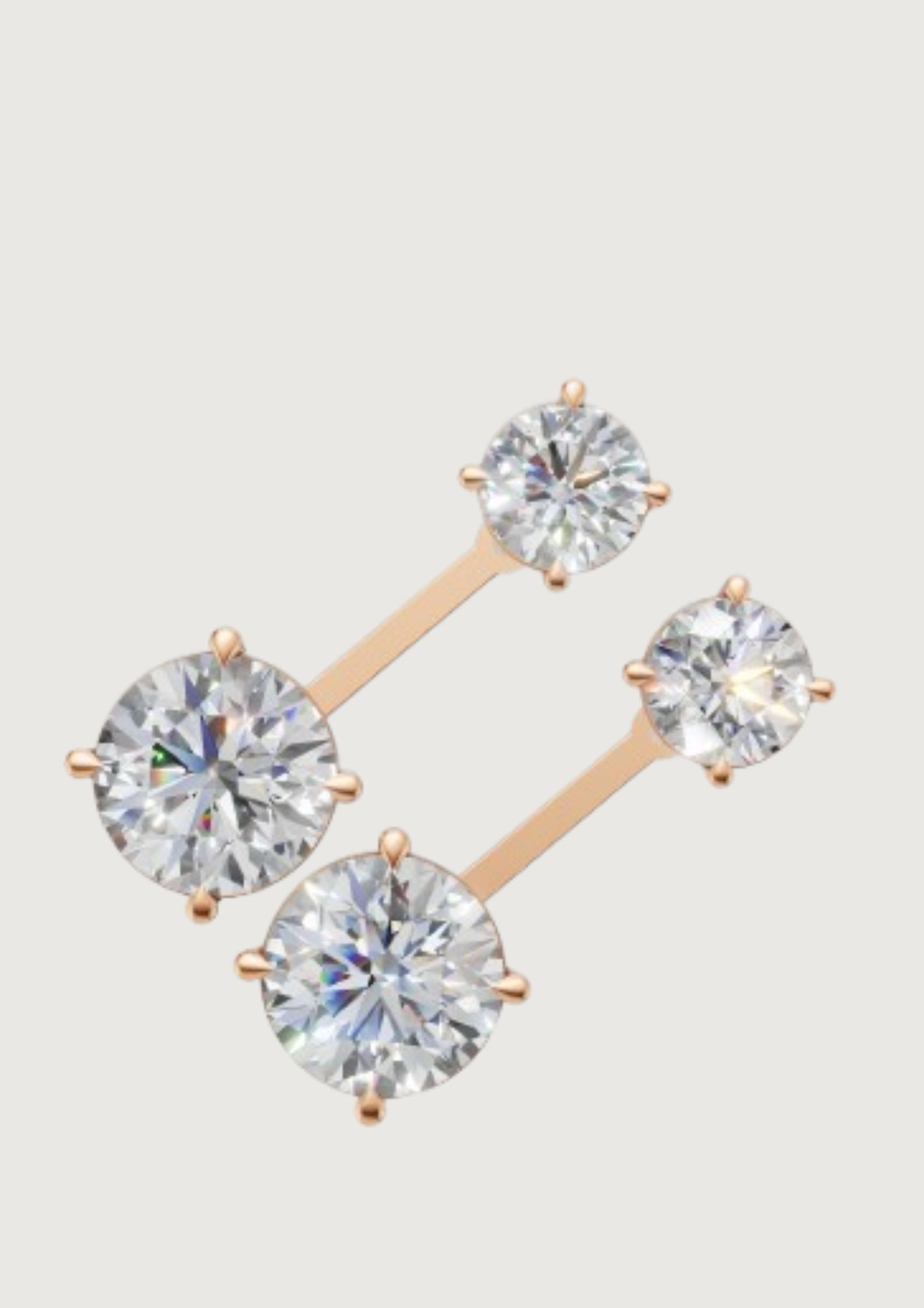 Double Round-Cut Drop Earrings | 18K Gold | DS IMPEX