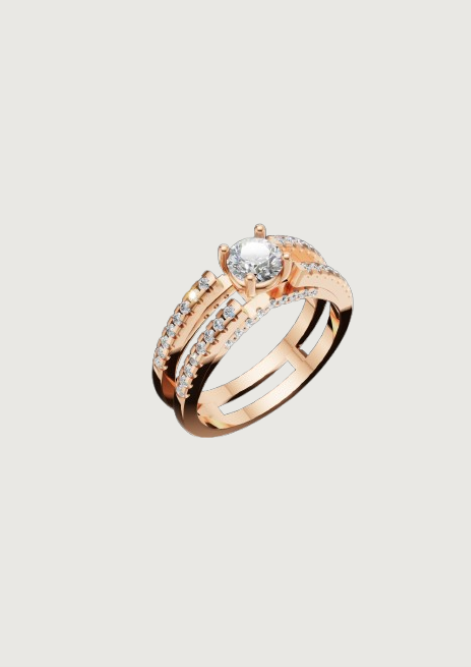 Aurora Embrace – Dual-Band Rose Gold Diamond Ring Set