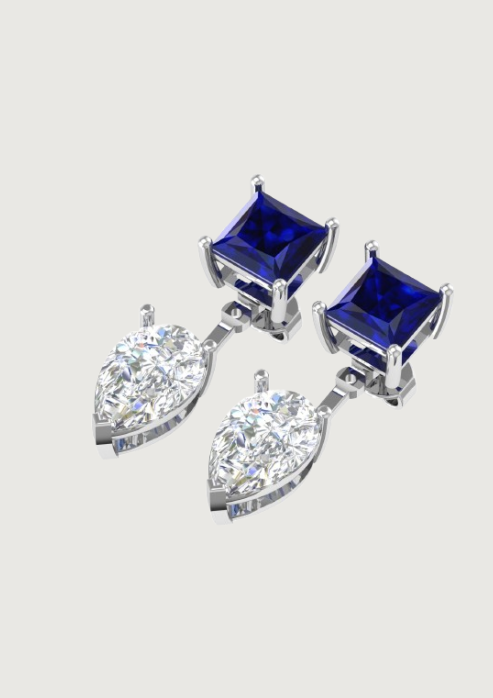 Midnight Spark Drop Earrings – Regal Blue & Diamond Elegance