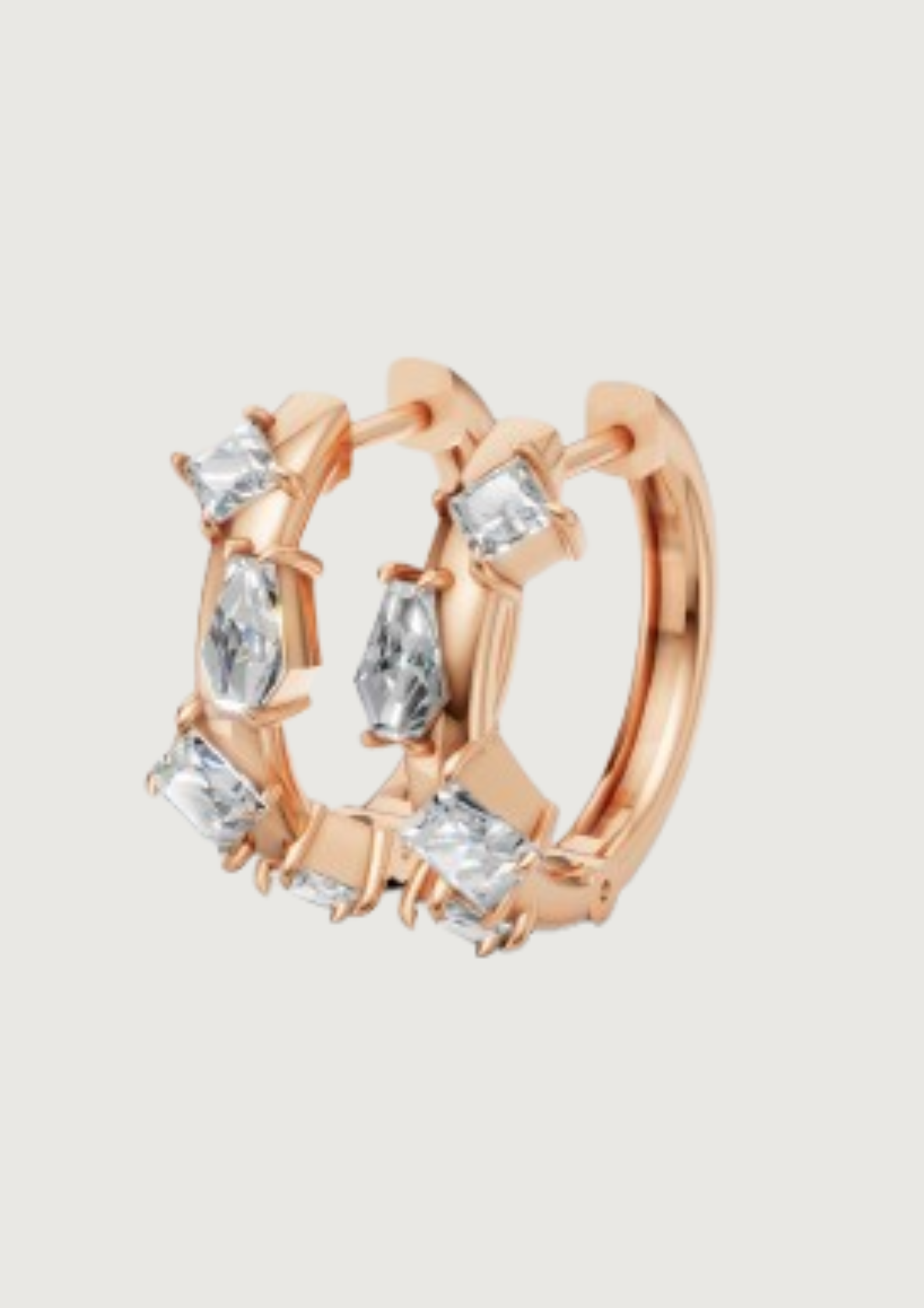 Geometric Diamond Hoop Earrings | 14K Gold | DS IMPEX