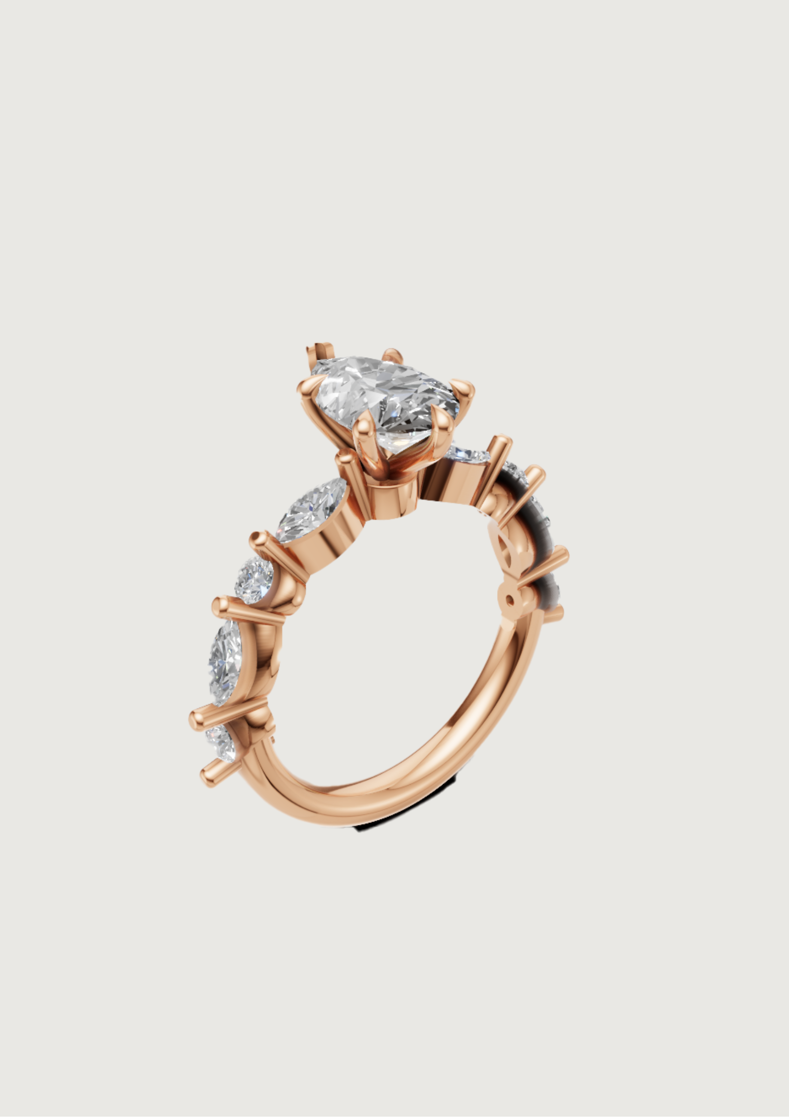 “Eternal Spark” Pear Cut Eternity Ring in Rose Gold | 14K | 3.30ct Elegance