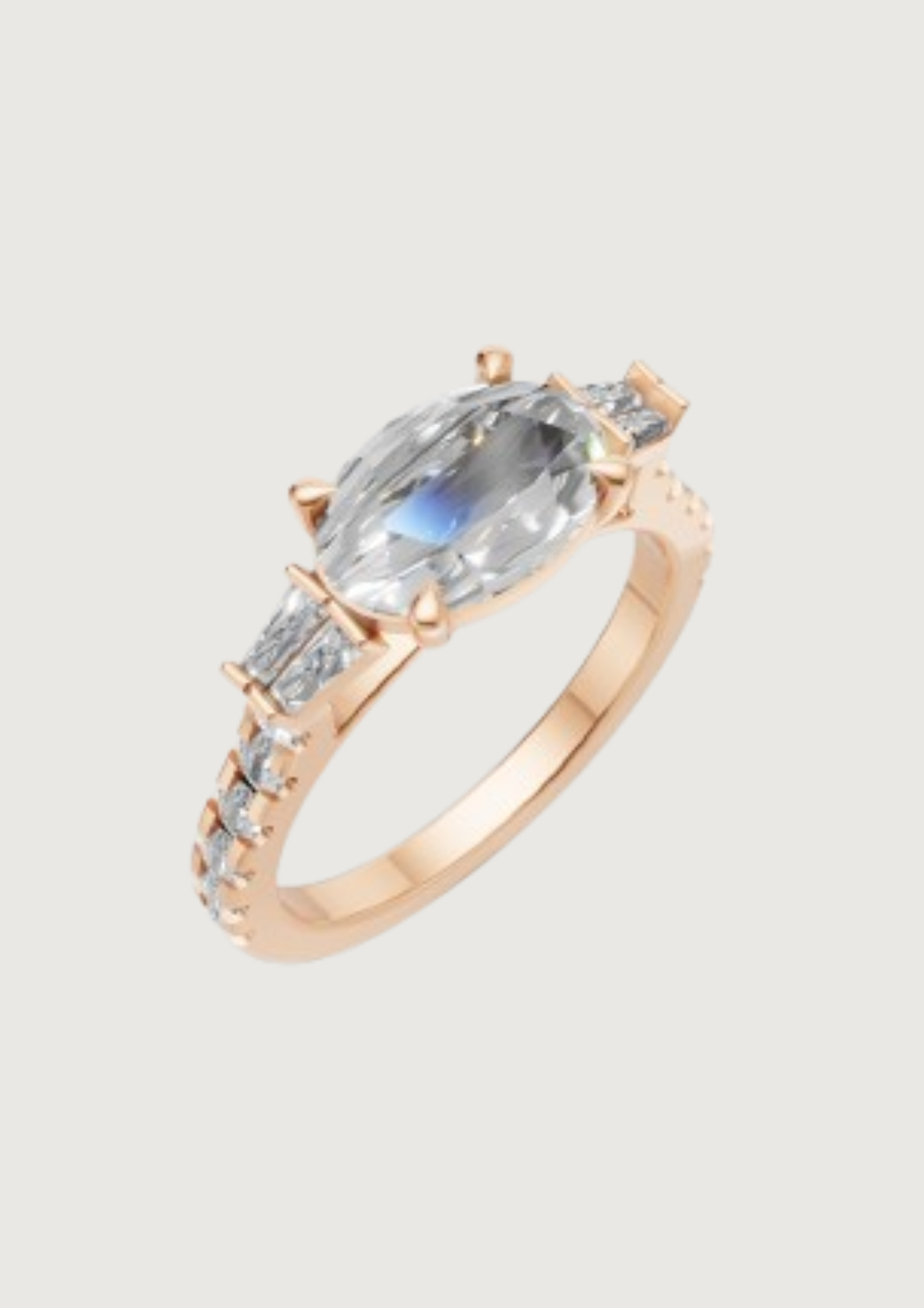 ✨ Marquise-Cut Solitaire with Side Accents | 14K Rose Gold Ring | DS IMPEX