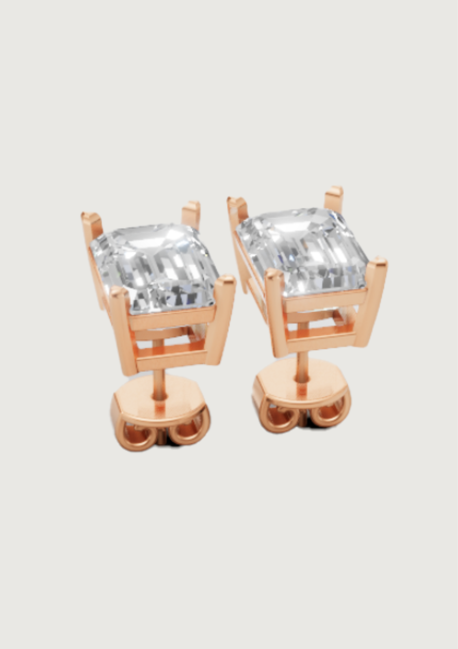 "Lumière Luxe" Emerald-Cut Stud Earrings in Rose Gold ✨