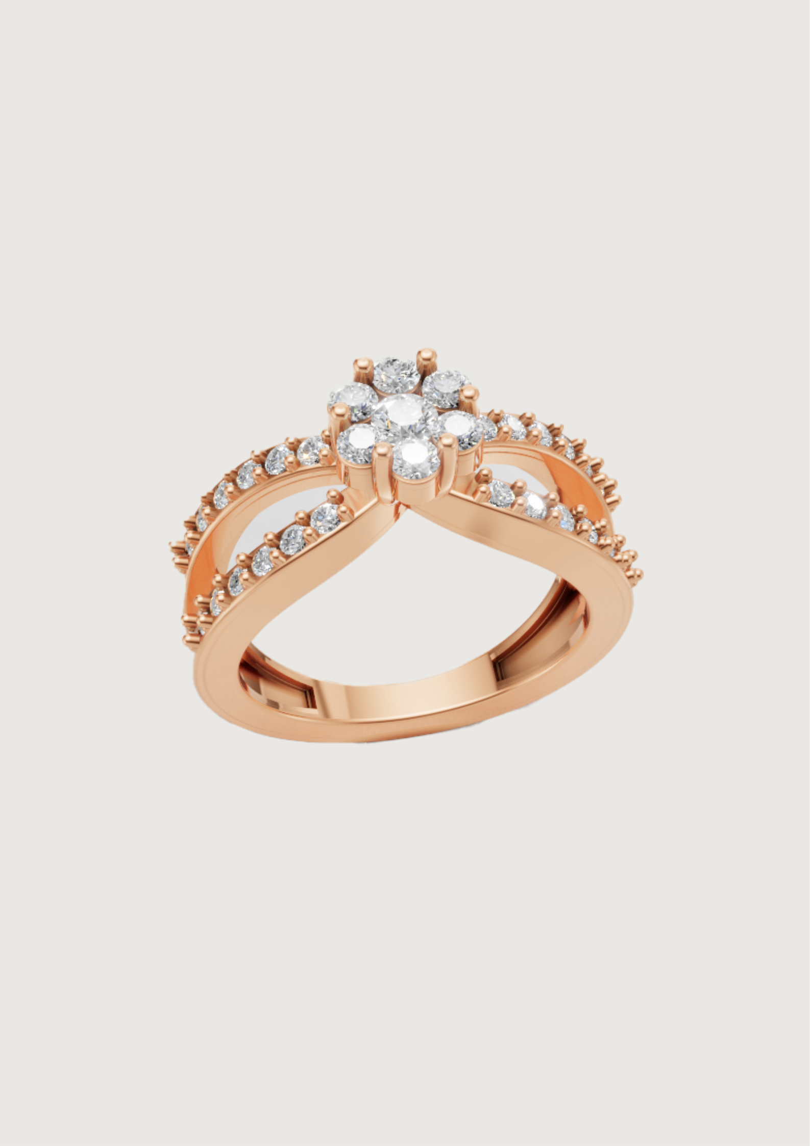 Rose Radiance Dual-Band Halo Diamond Ring 💖✨