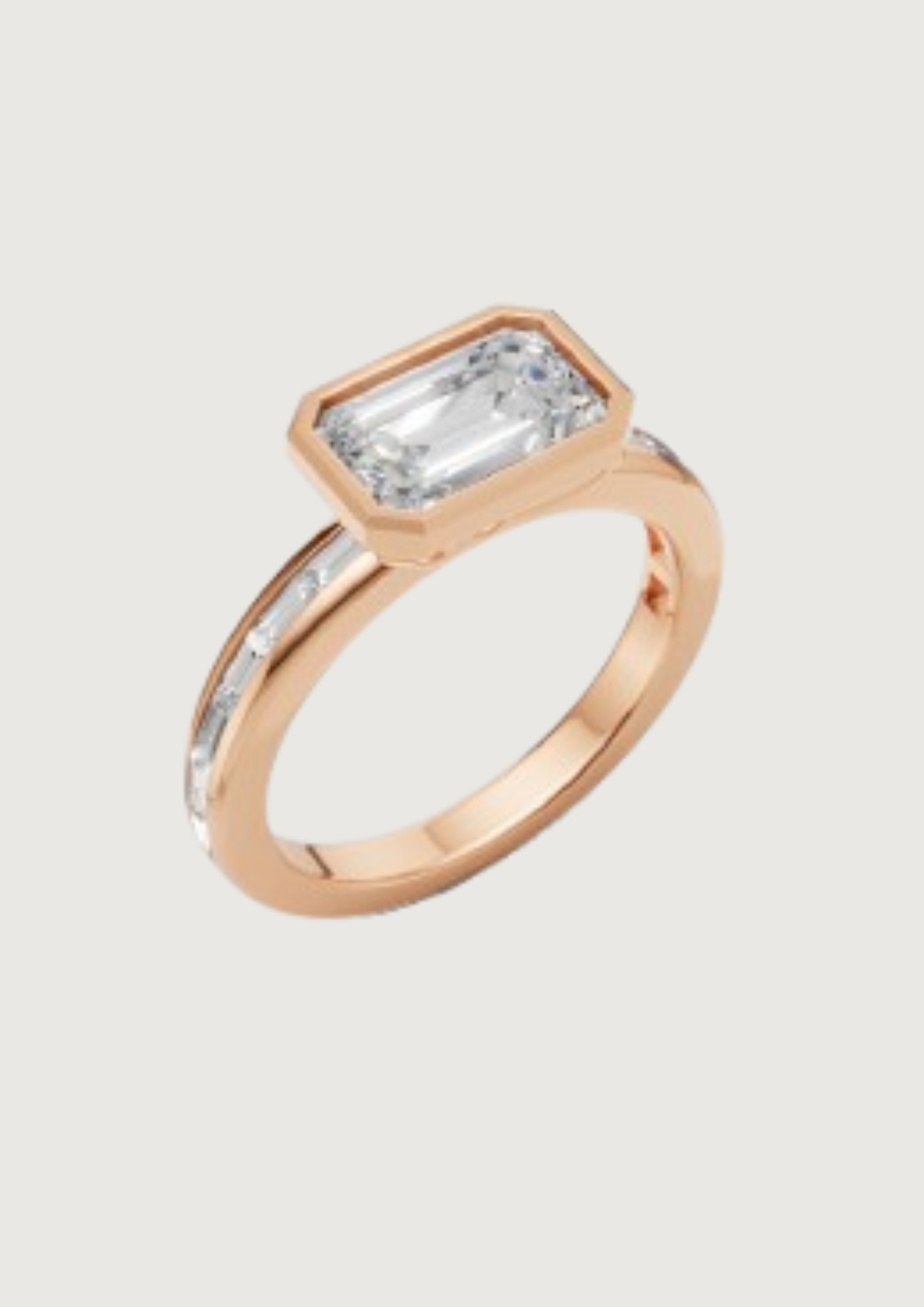 Rose Elegance – Emerald Cut Solitaire Diamond Ring | DS IMPEX Signature