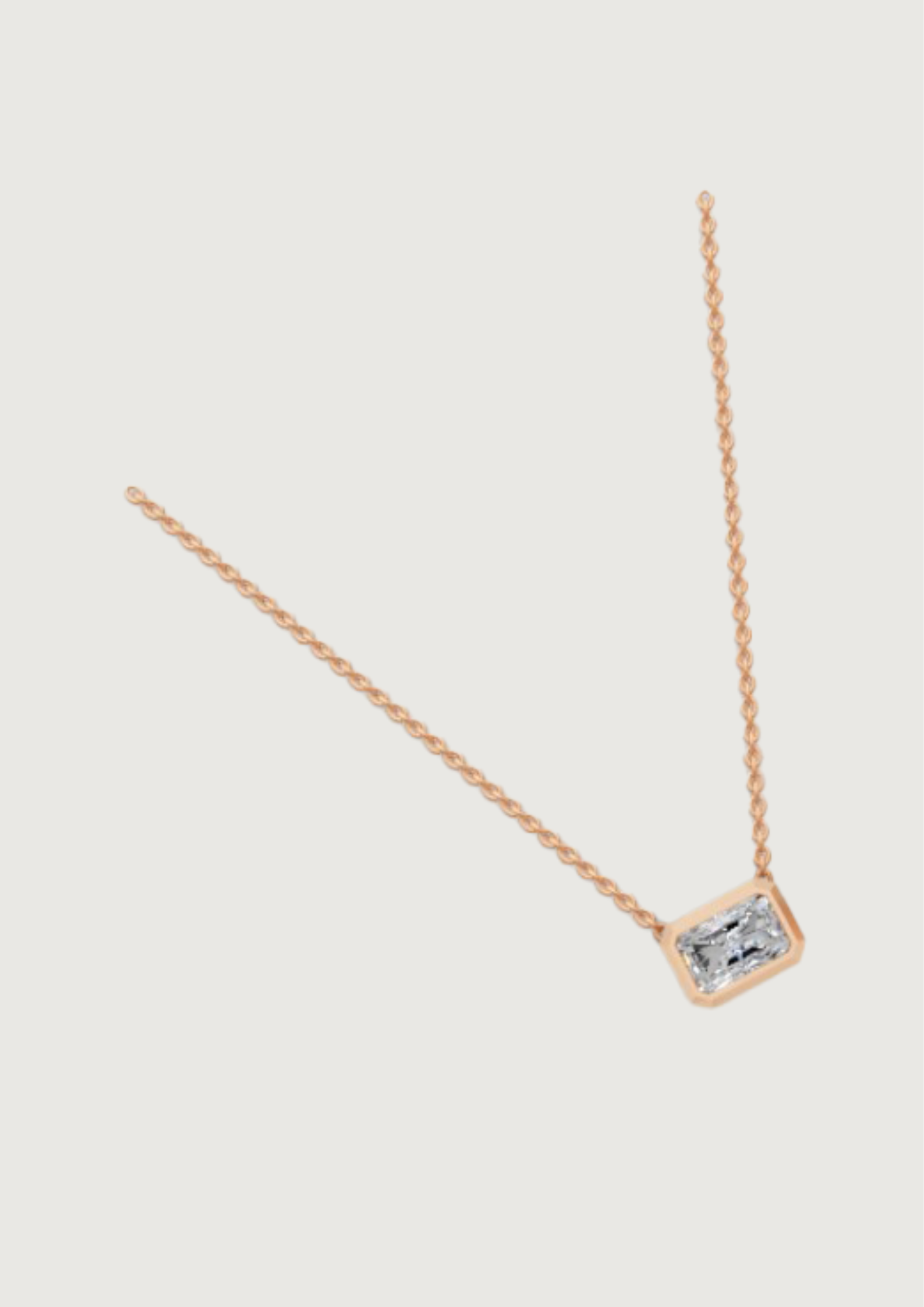 Sleek Radiance – 14K Baguette Diamond Bar Necklace