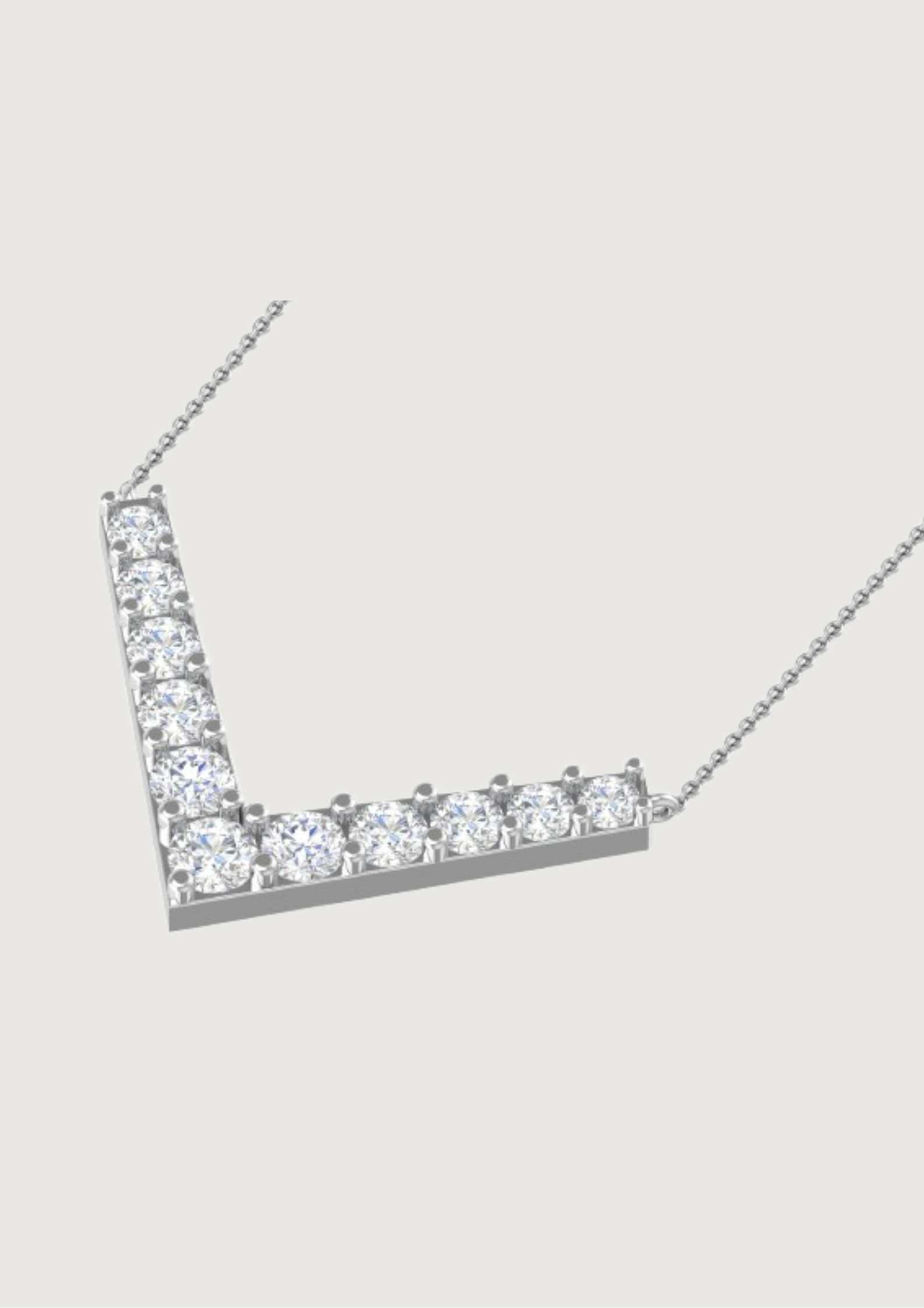 Luxe ‘L’ Diamond Bar Pendant – Sleek Signature Style