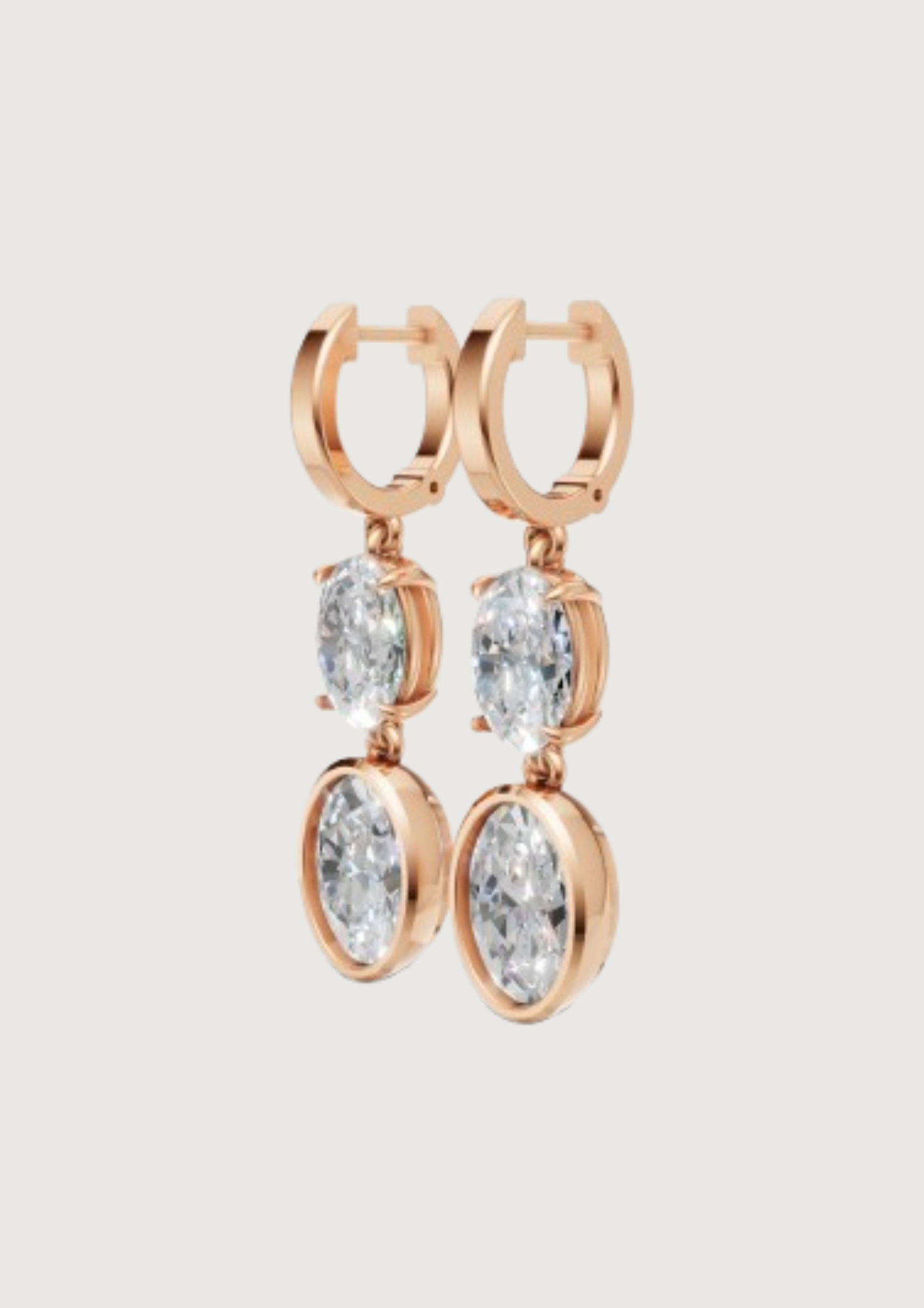 Double Oval Drop Earrings | 14K Gold | DS IMPEX