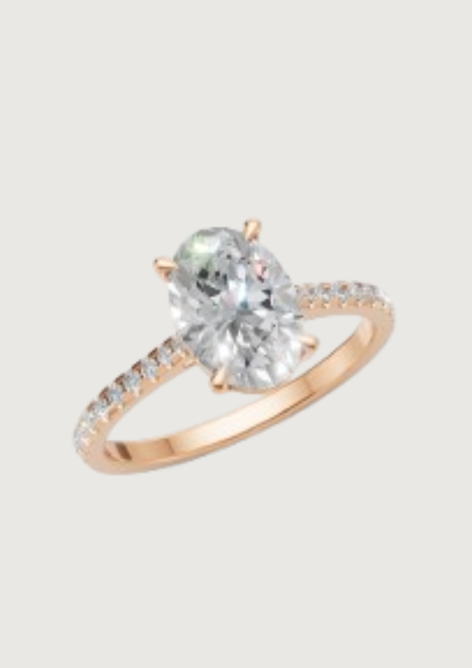 Radiant Oval – Cut Diamond Solitaire Ring | 14K Rose Gold | Pave Band