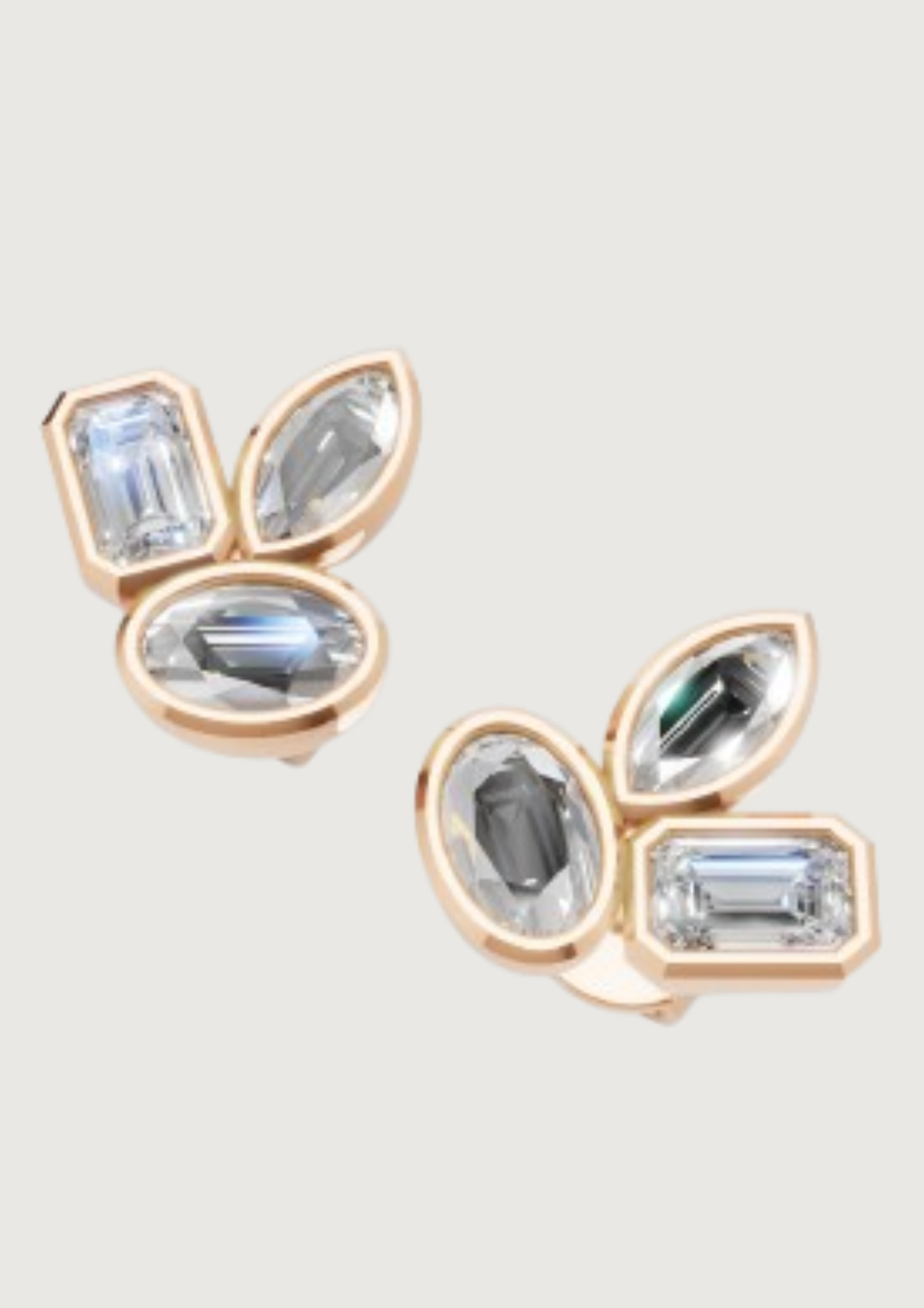Geometric Diamond Cluster Studs | 14K Gold | DS IMPEX