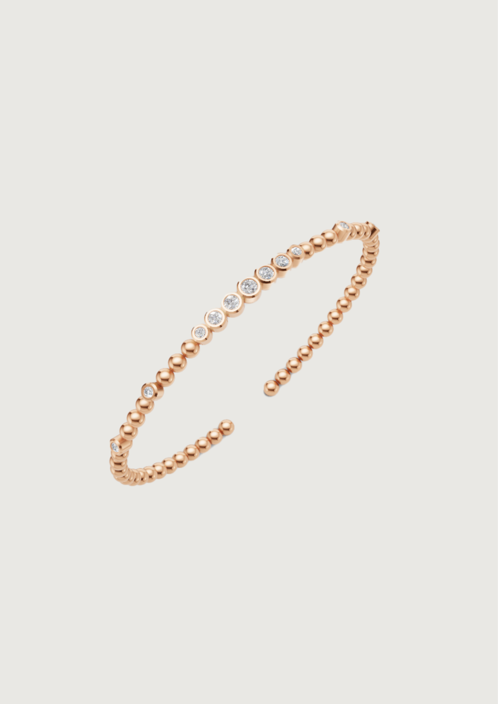 Bezel Set Diamond Beaded Open Cuff Bracelet ✨