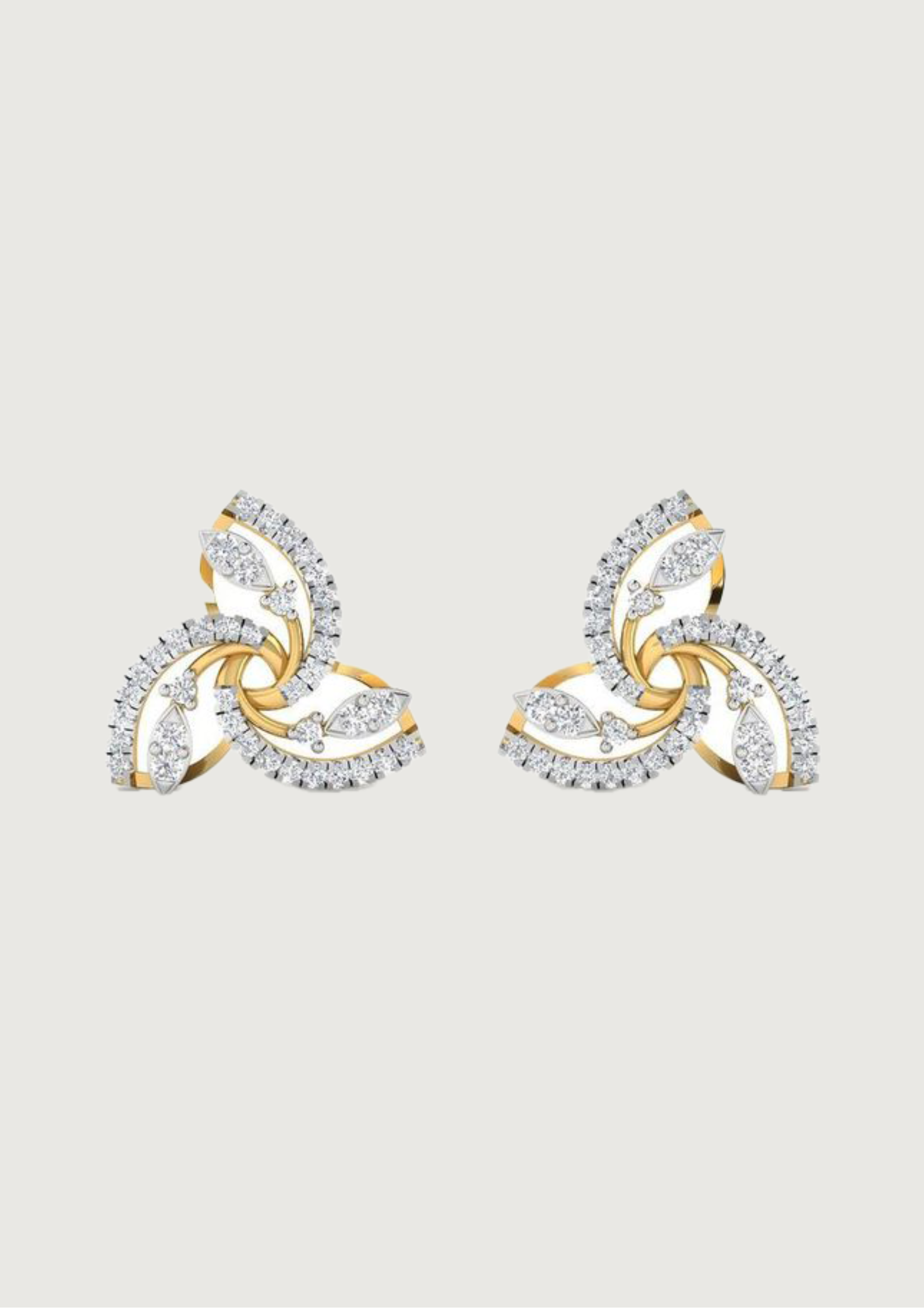 Trillium Twist Diamond Studs – A Graceful Fusion of Balance & Brilliance