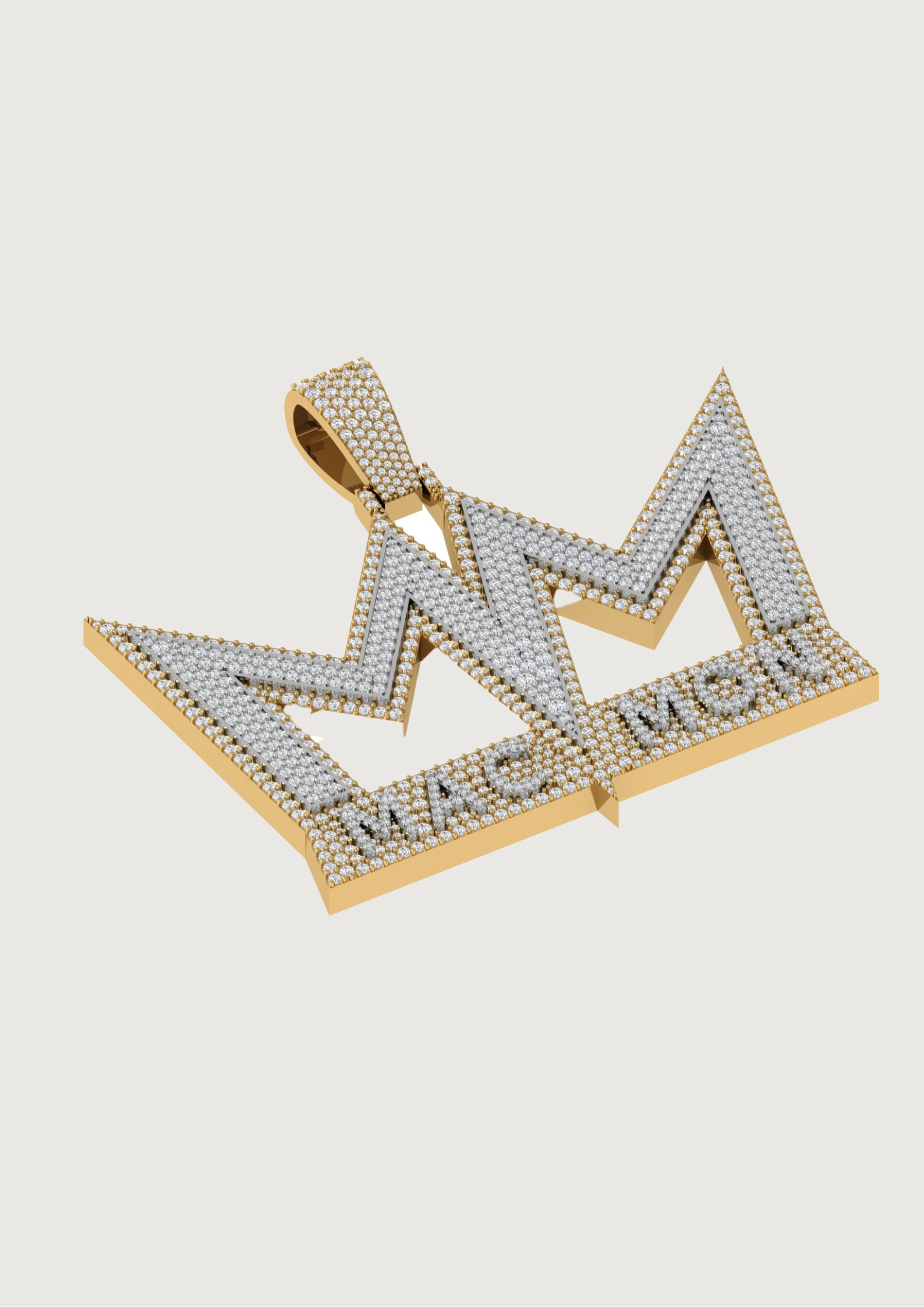 MAC MON Crown Pendant – Custom Diamond Namepiece in 18KT Gold