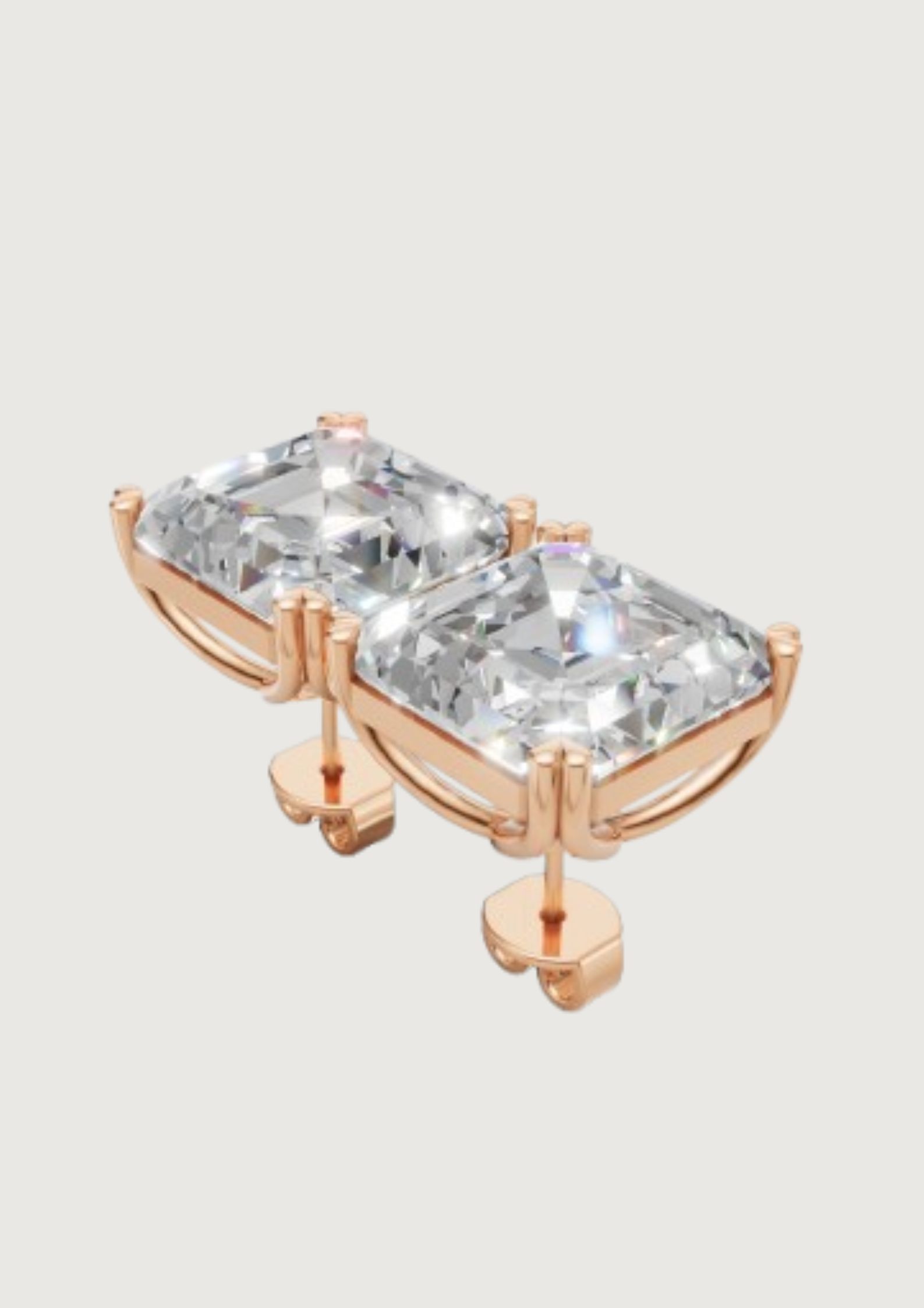 Princess-Cut Solitaire Stud Earrings | 18K Gold | DS IMPEX