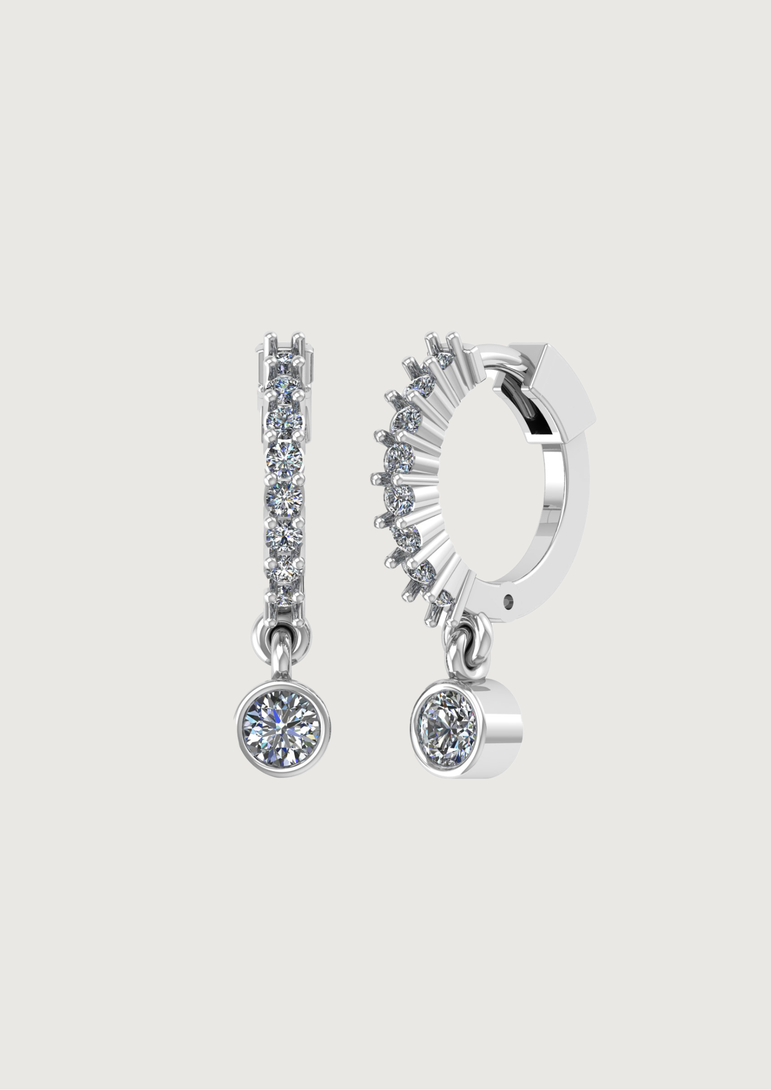 Solstice Drop Sparkle Hoops – Dainty Diamond Dangle in 14KT White Gold