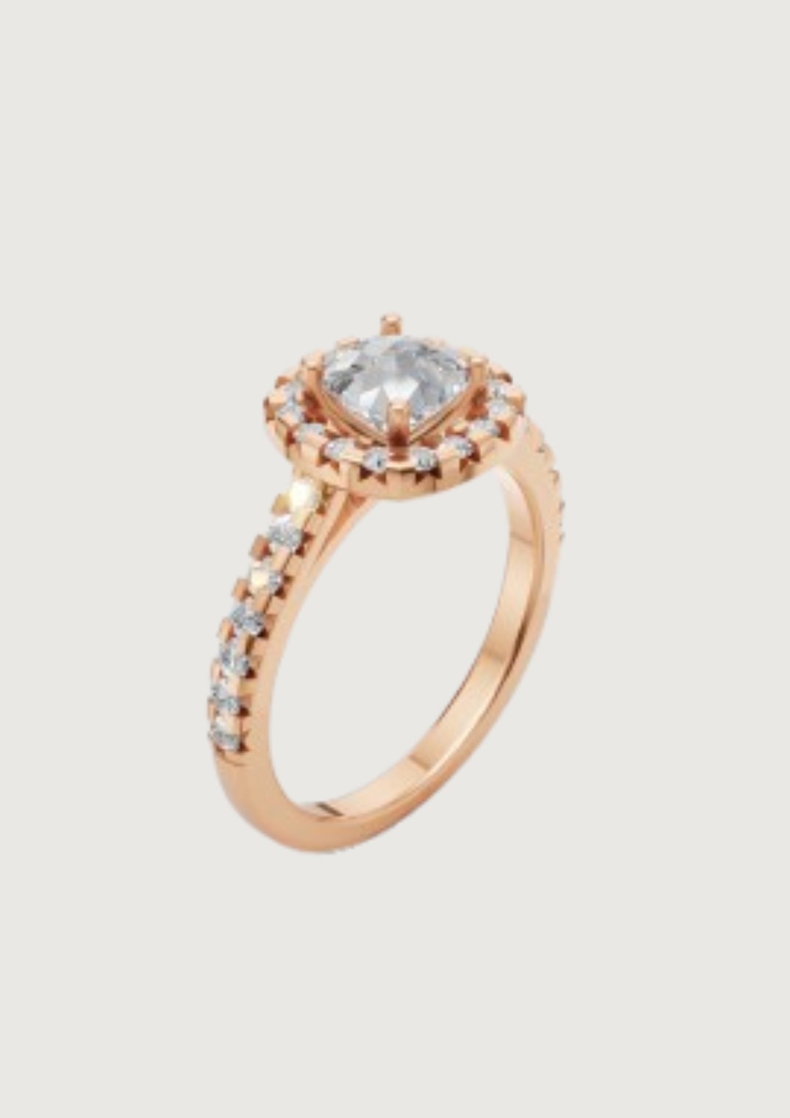 ✨ Halo Round Solitaire Engagement Ring – 14K Gold | DS IMPEX