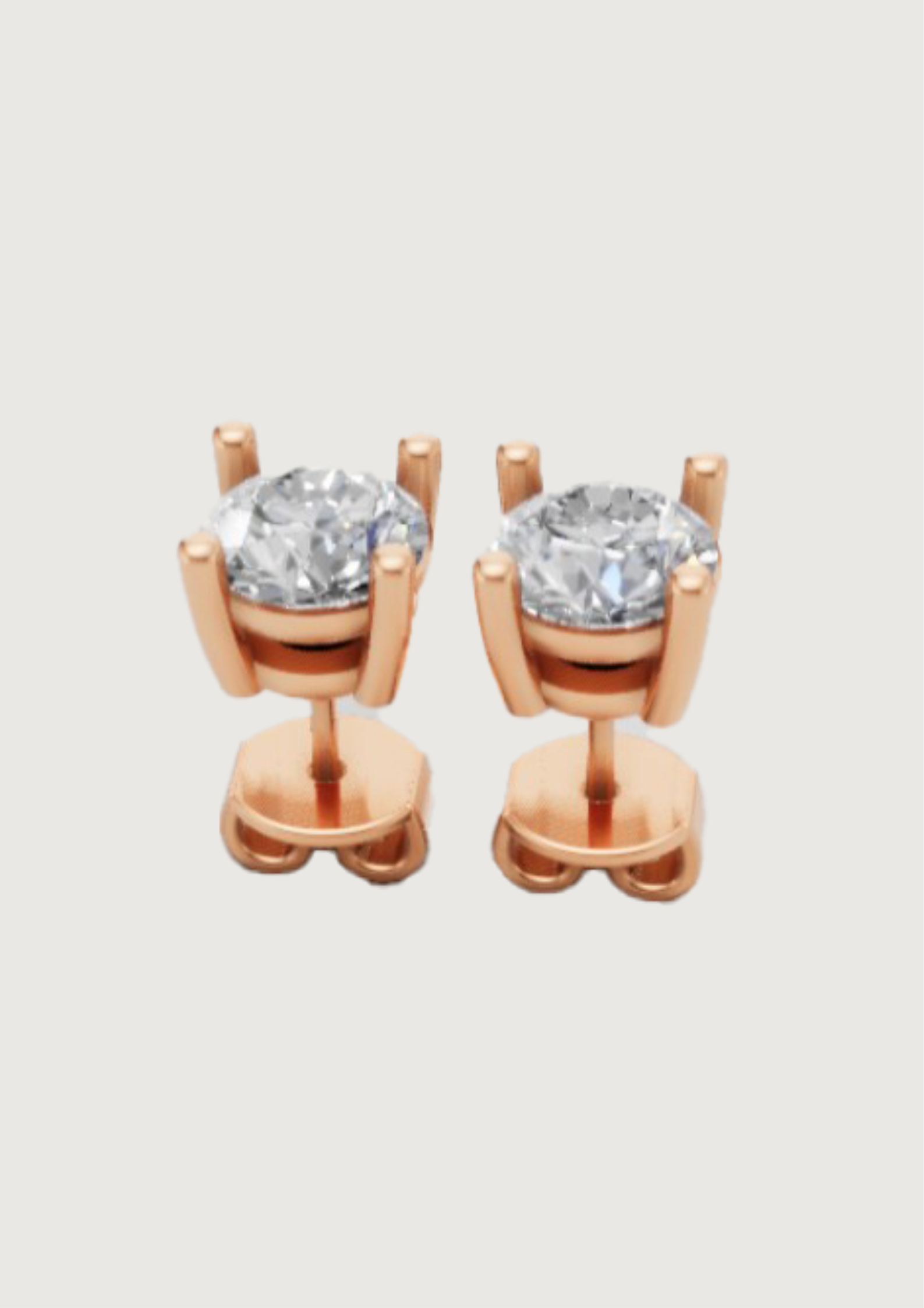 Celeste Spark – Classic 4-Prong Diamond Stud Earrings in 18K Rose Gold