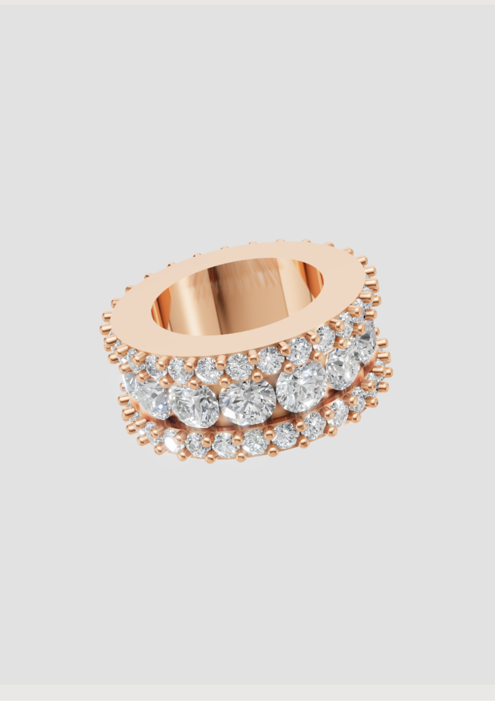 “Bold Brilliance” – Triple Row Eternity Diamond Band in 14K Rose Gold