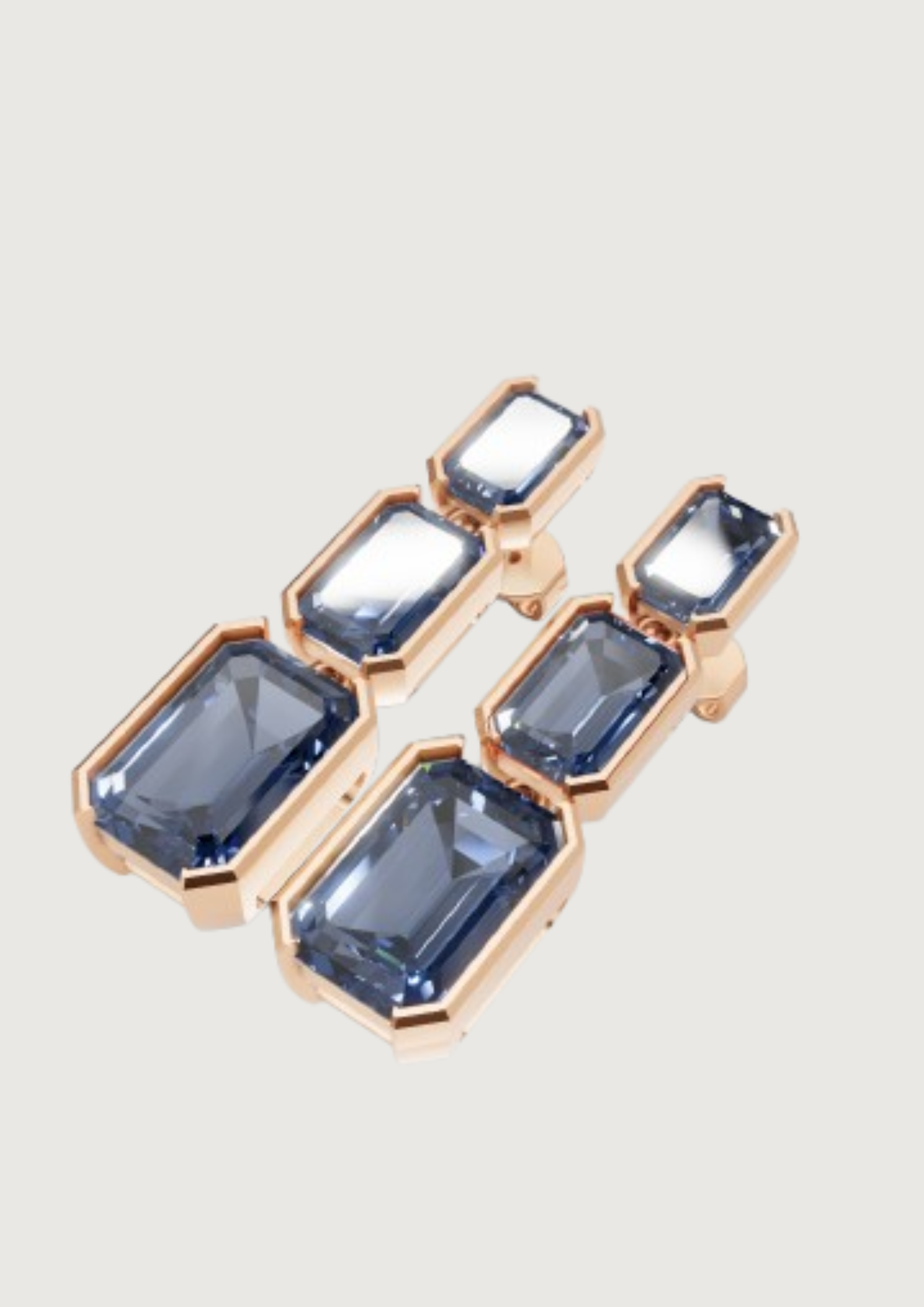 Emerald-Cut Blue Stone Drop Earrings | 14K Gold | DS IMPEX