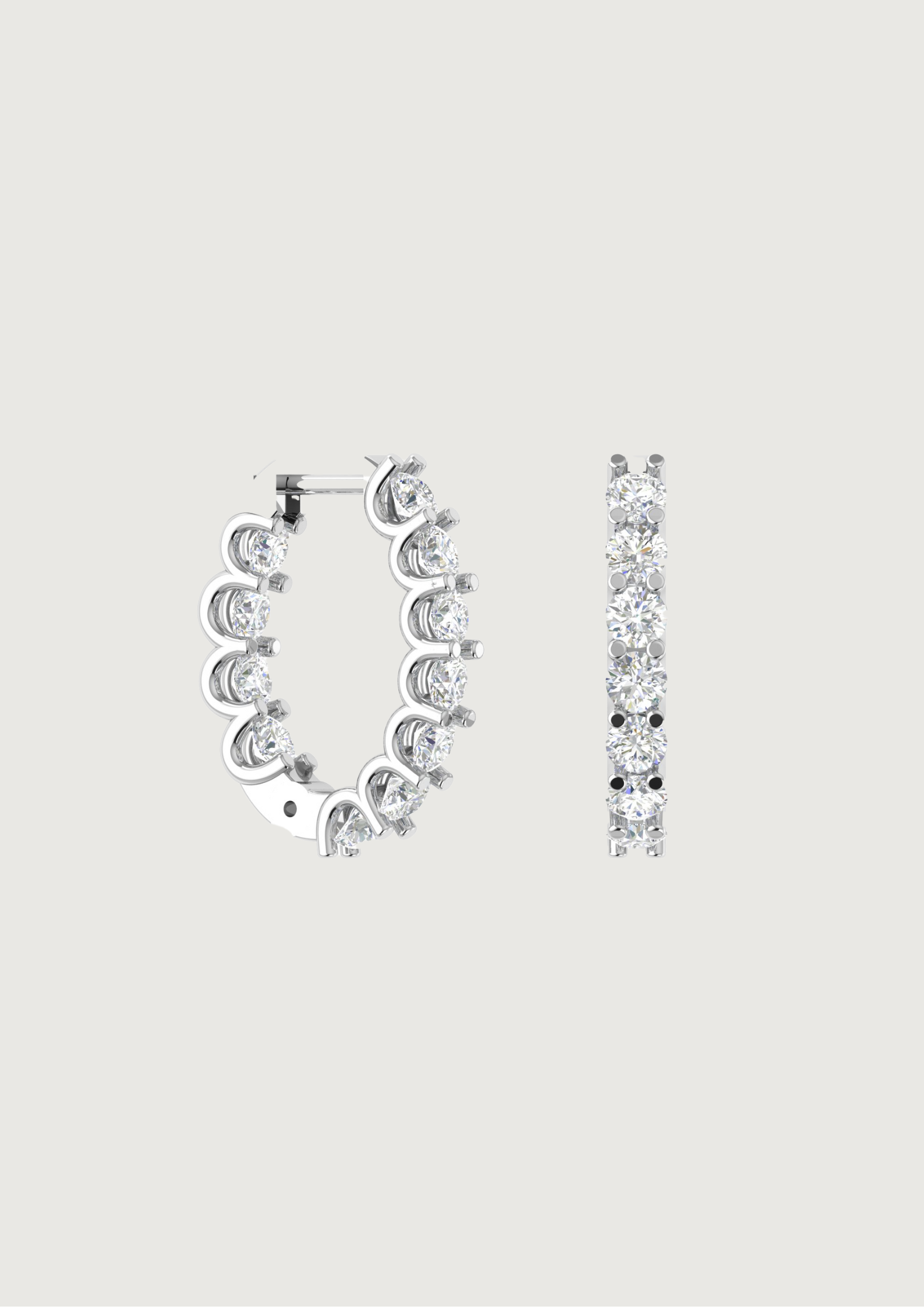 Celestia Prong-Set Half Hoops – Radiant 14KT White Gold Elegance