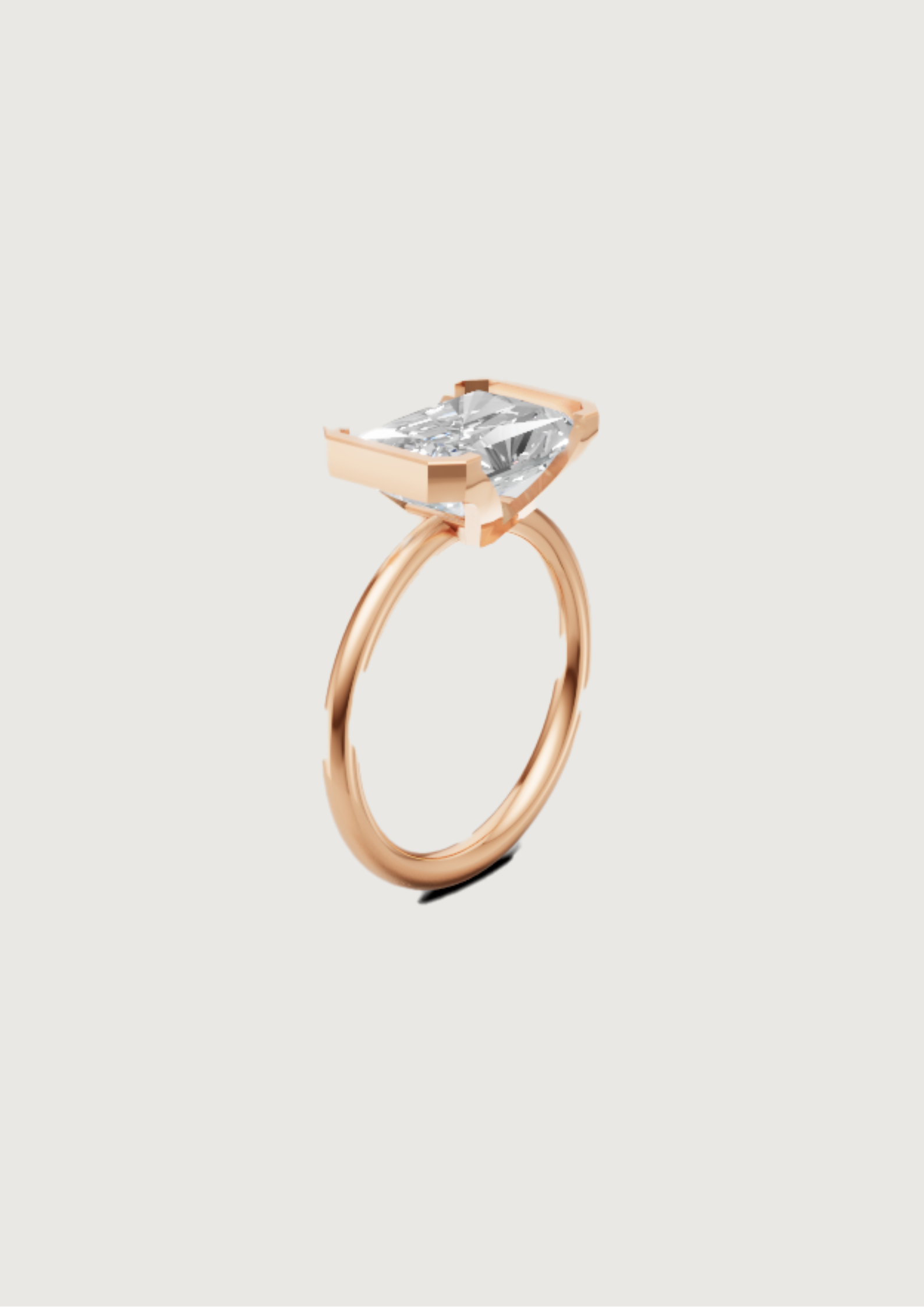 "Luna Prism" – Princess-Cut Solitaire Ring in Classic Rose Gold Elegance 👑
