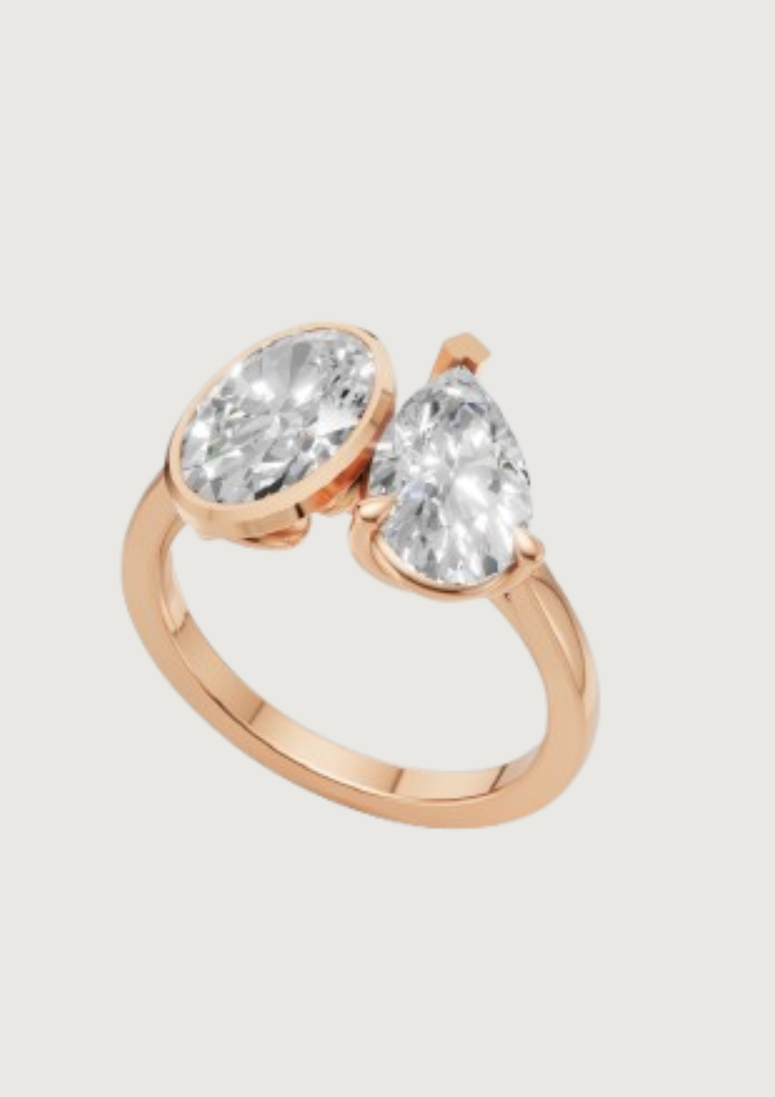 ✨ Double-Solitaire Round & Pear Cut Ring | 14K Gold | DS IMPEX