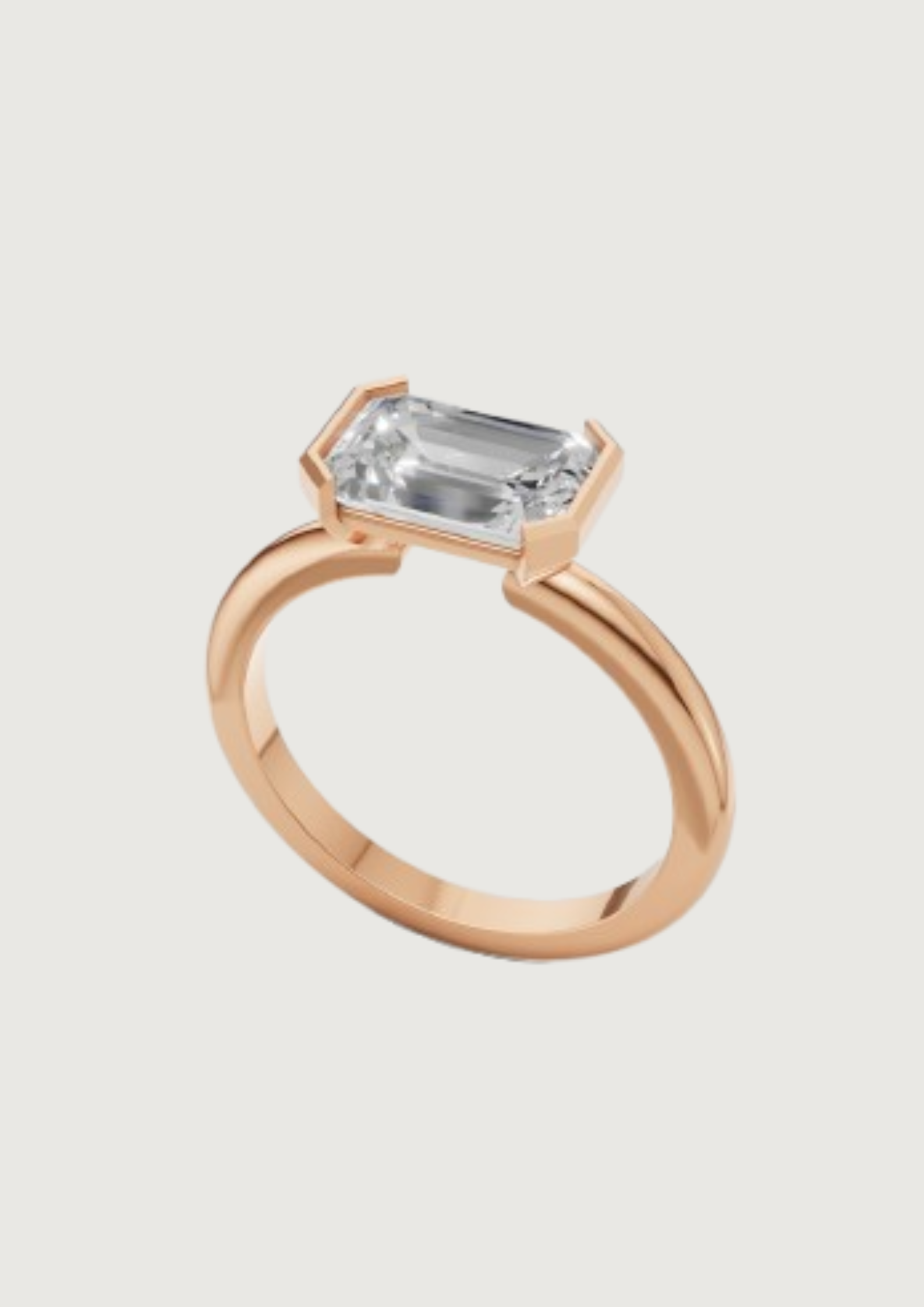 💎 Emerald-Cut Solitaire Ring | 18K Gold | DS IMPEX