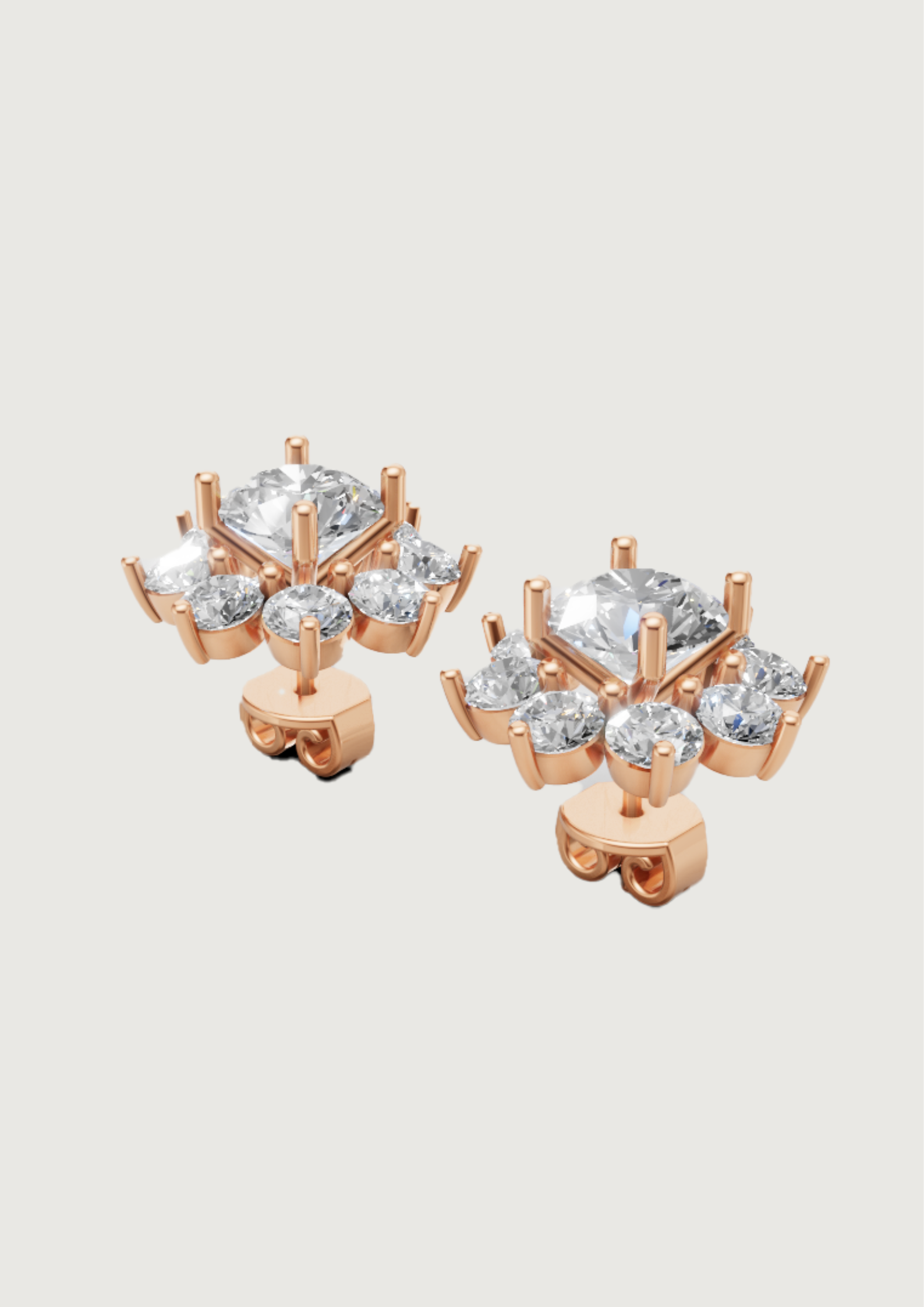 Celeste Bloom – Rose Gold Diamond Stud Earrings