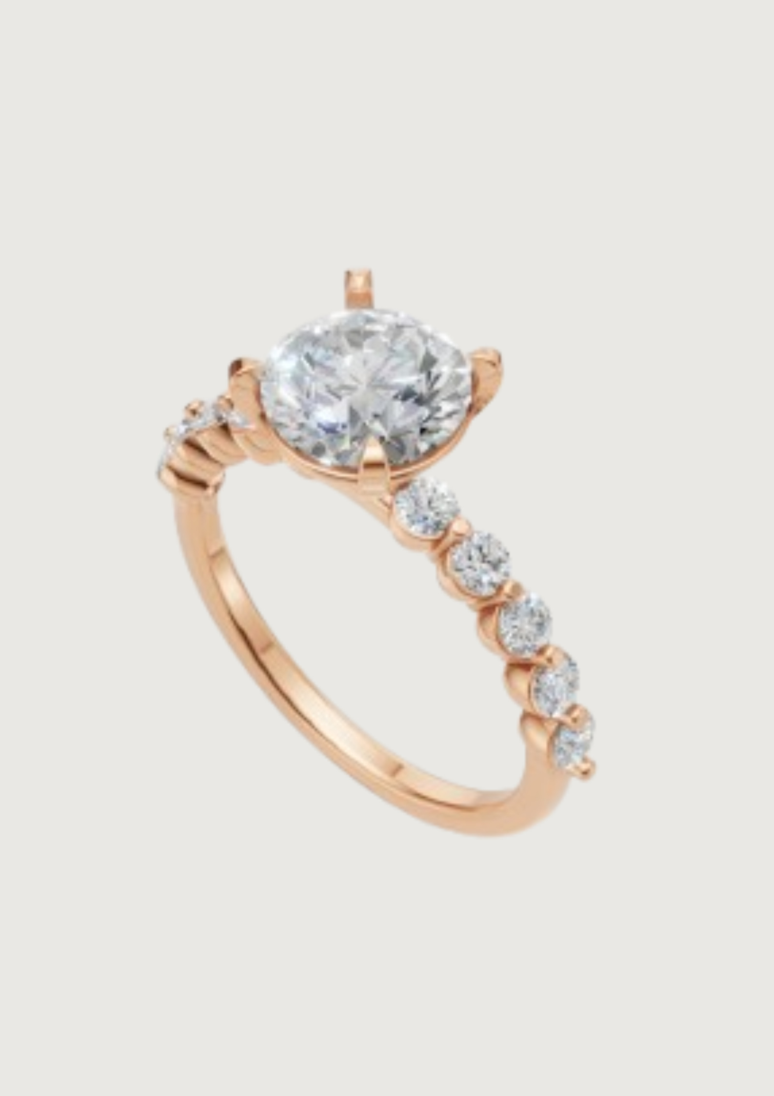 ✨ Classic Elegance – Round Brilliant Solitaire Ring with Side Diamonds | DS IMPEX
