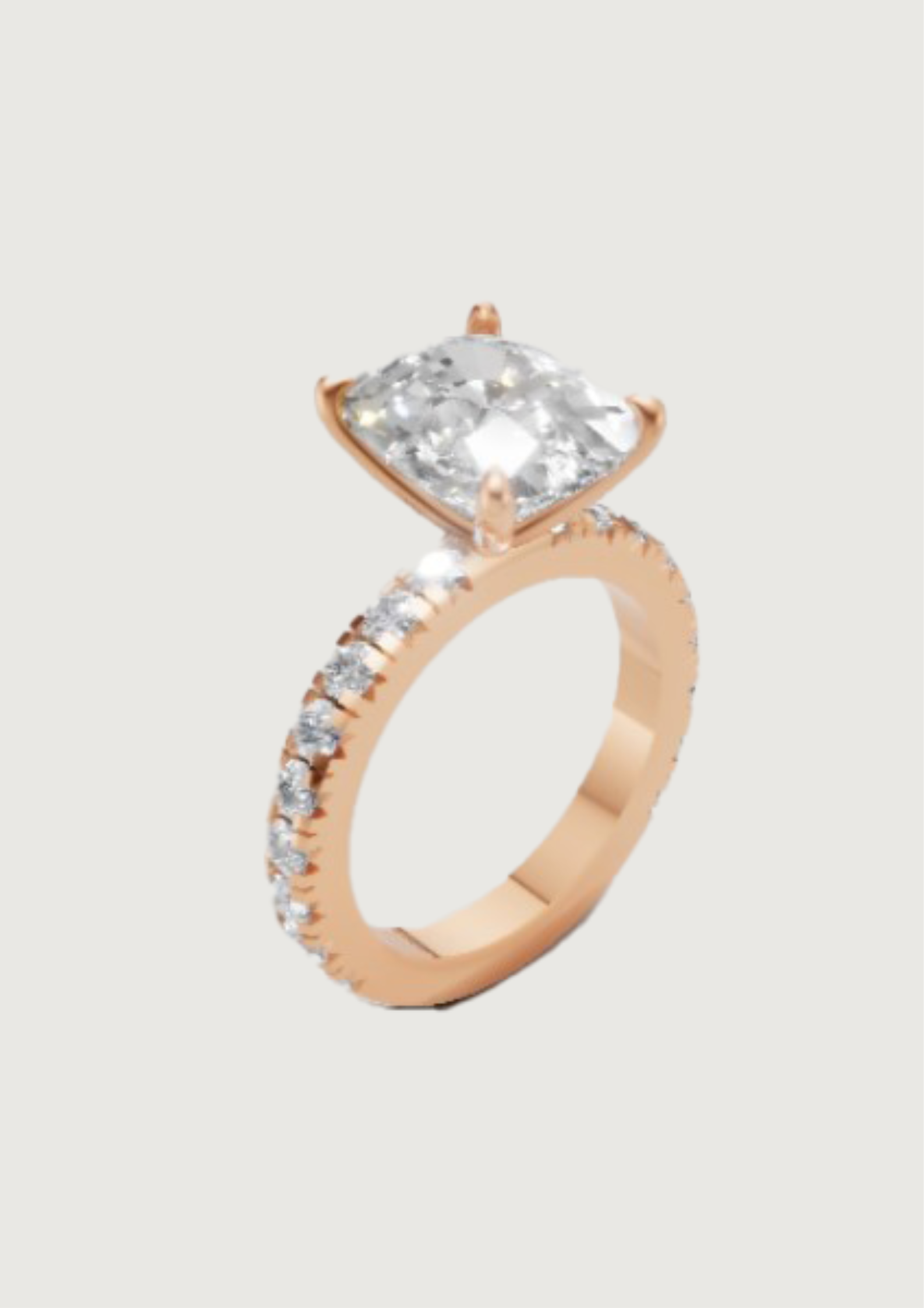 Cushion Radiance Solitaire Ring – Rose Gold Classic with Eternity Sparkle