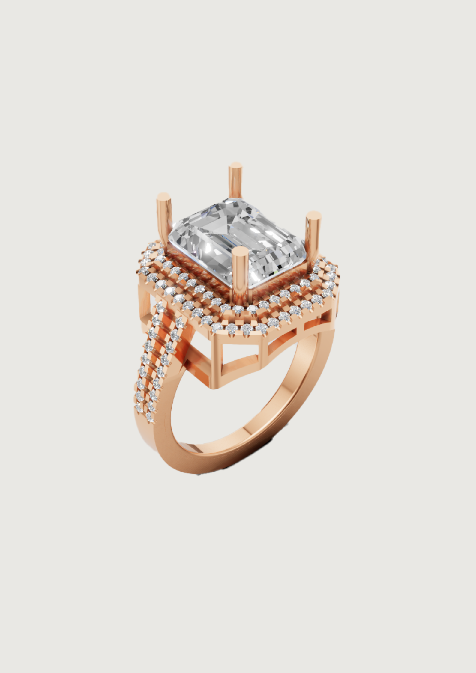 Luxe Double Halo Emerald-Cut Diamond Ring – Architectural Elegance Meets Classic Sparkle 💫