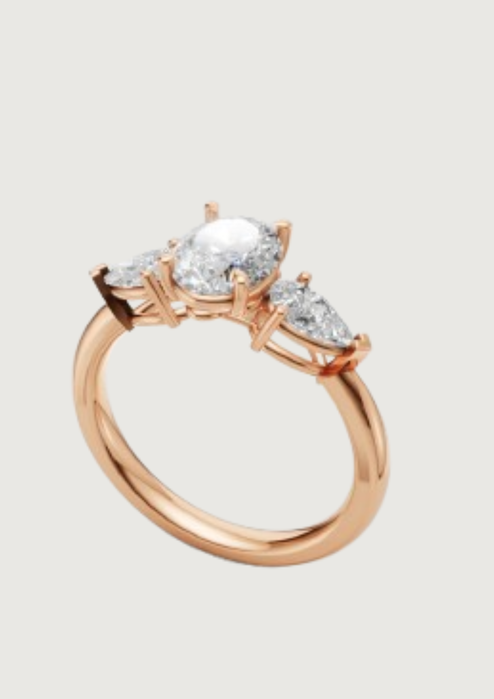 ✨ Three-Stone Oval Diamond Engagement Ring – 14K Gold | DS IMPEX