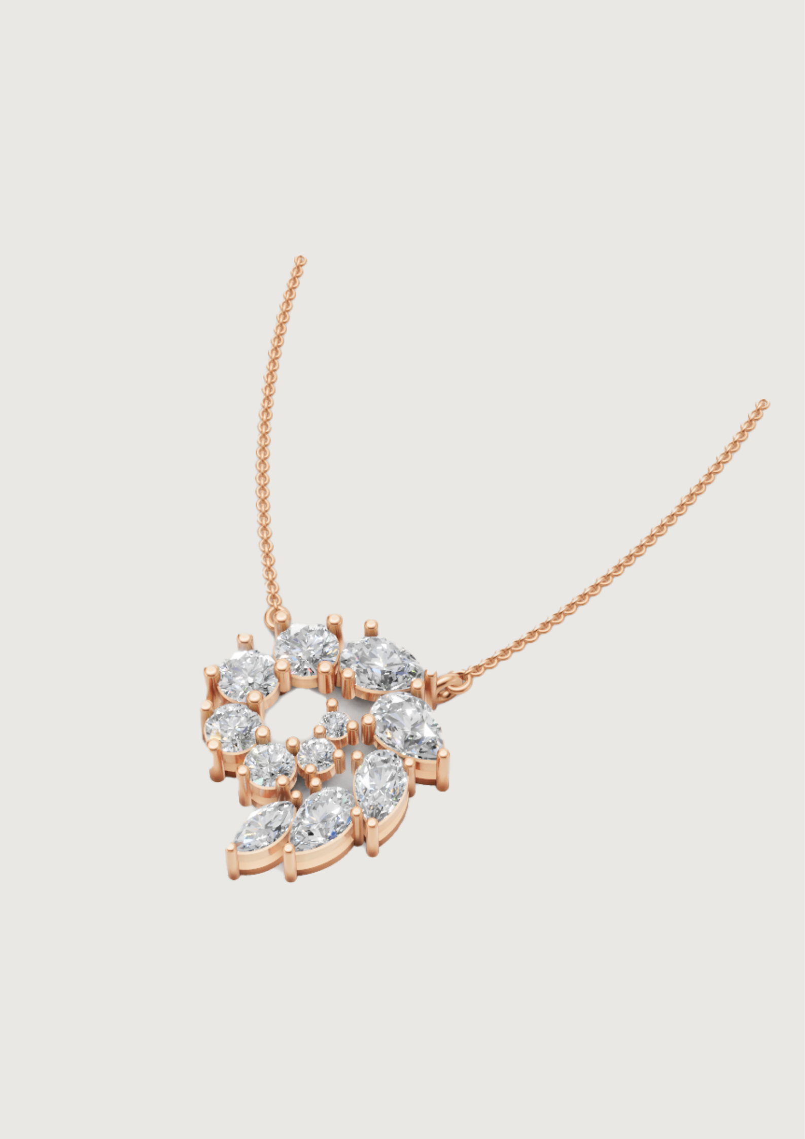 Aurora Bloom Diamond Pendant Necklace – Sculpted Sparkle in Motion